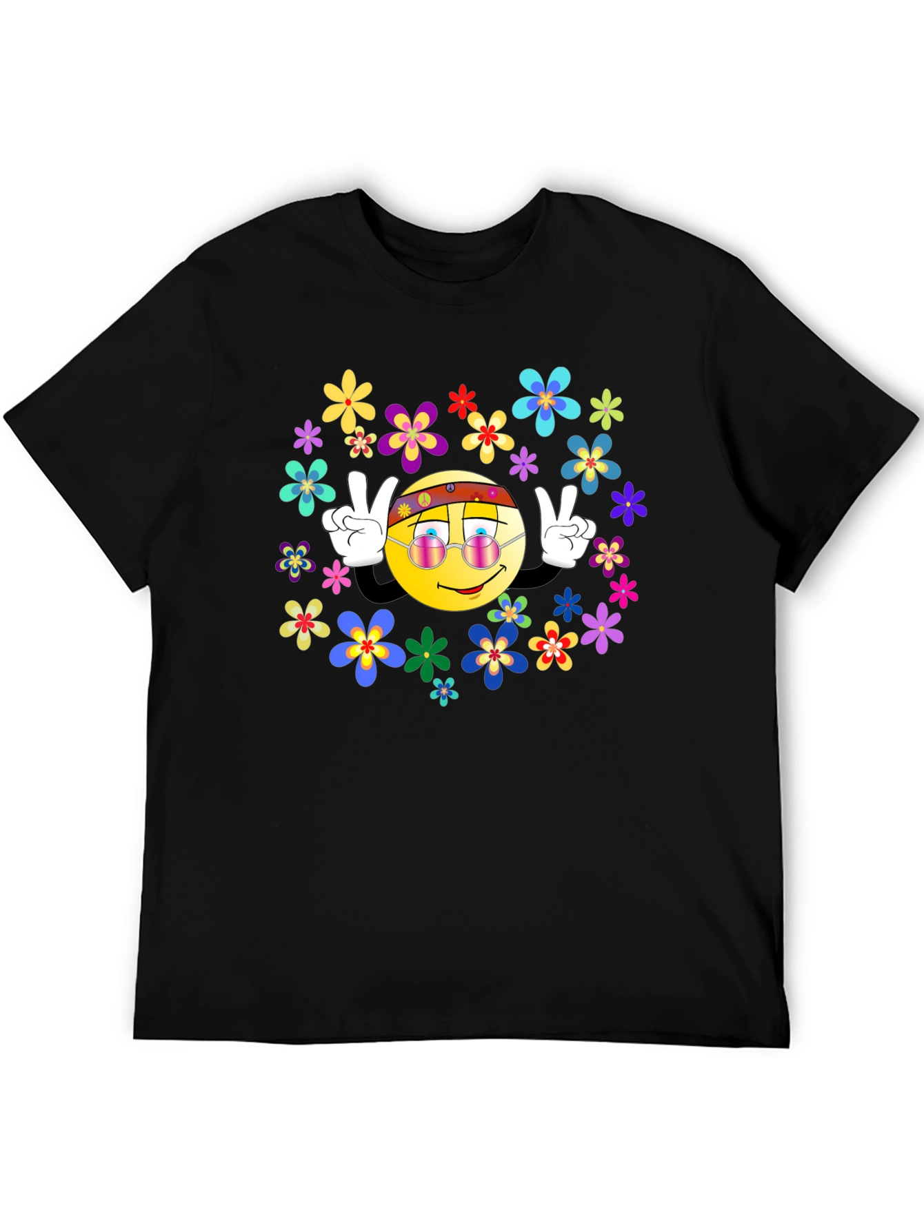Retro Smiley Face Flower Power T-Shirt