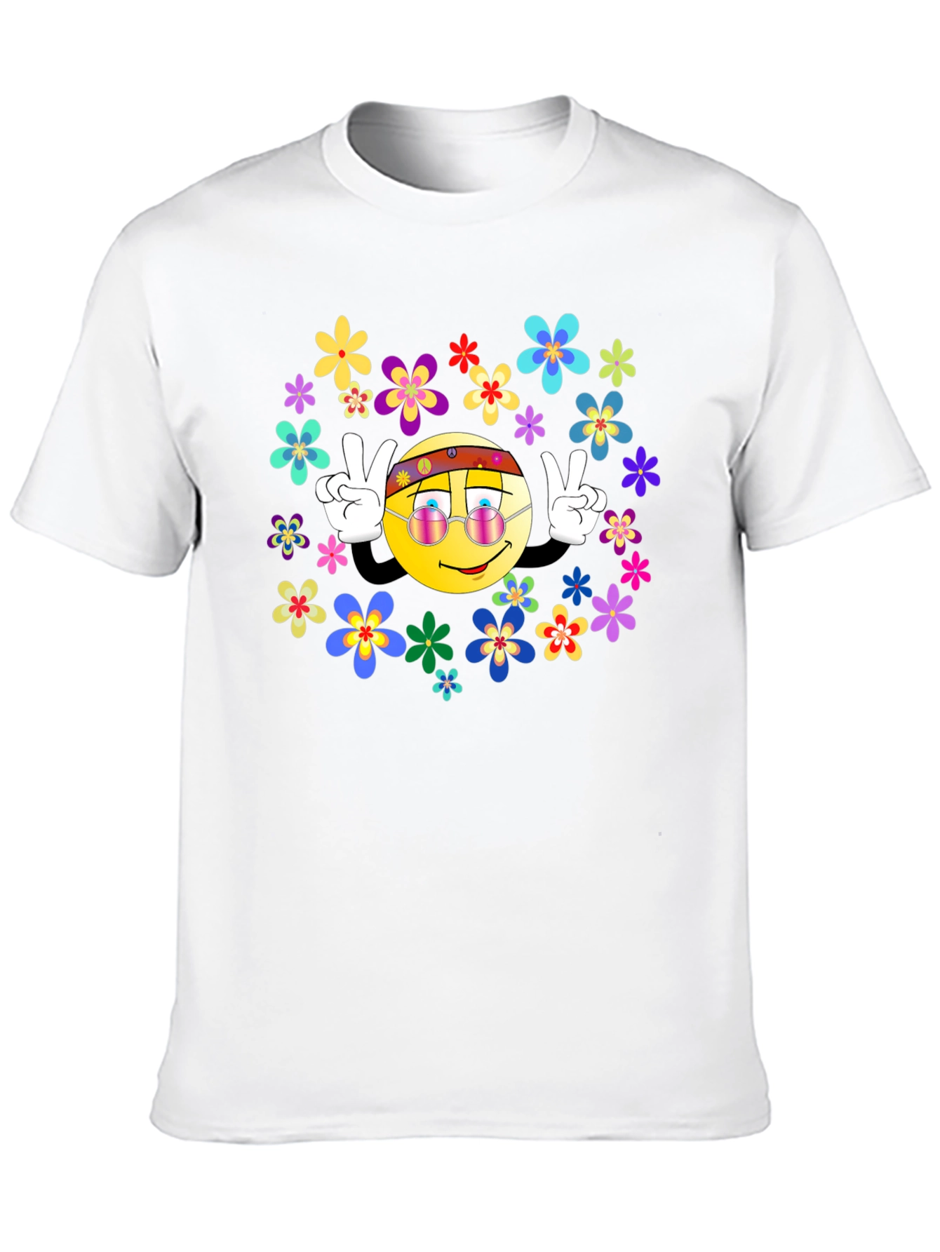 Retro Smiley Face Flower Power T-Shirt