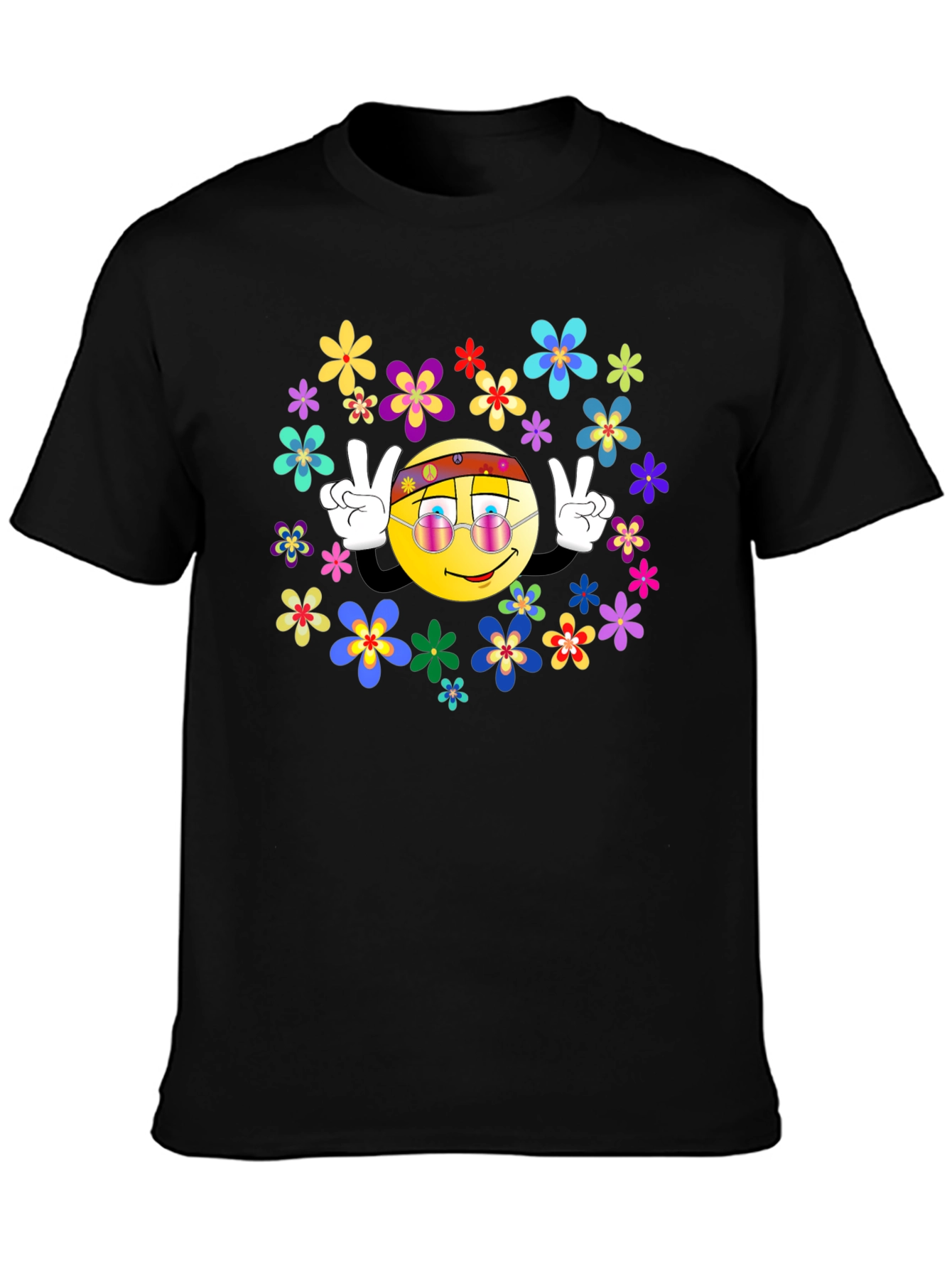 Retro Smiley Face Flower Power T-Shirt