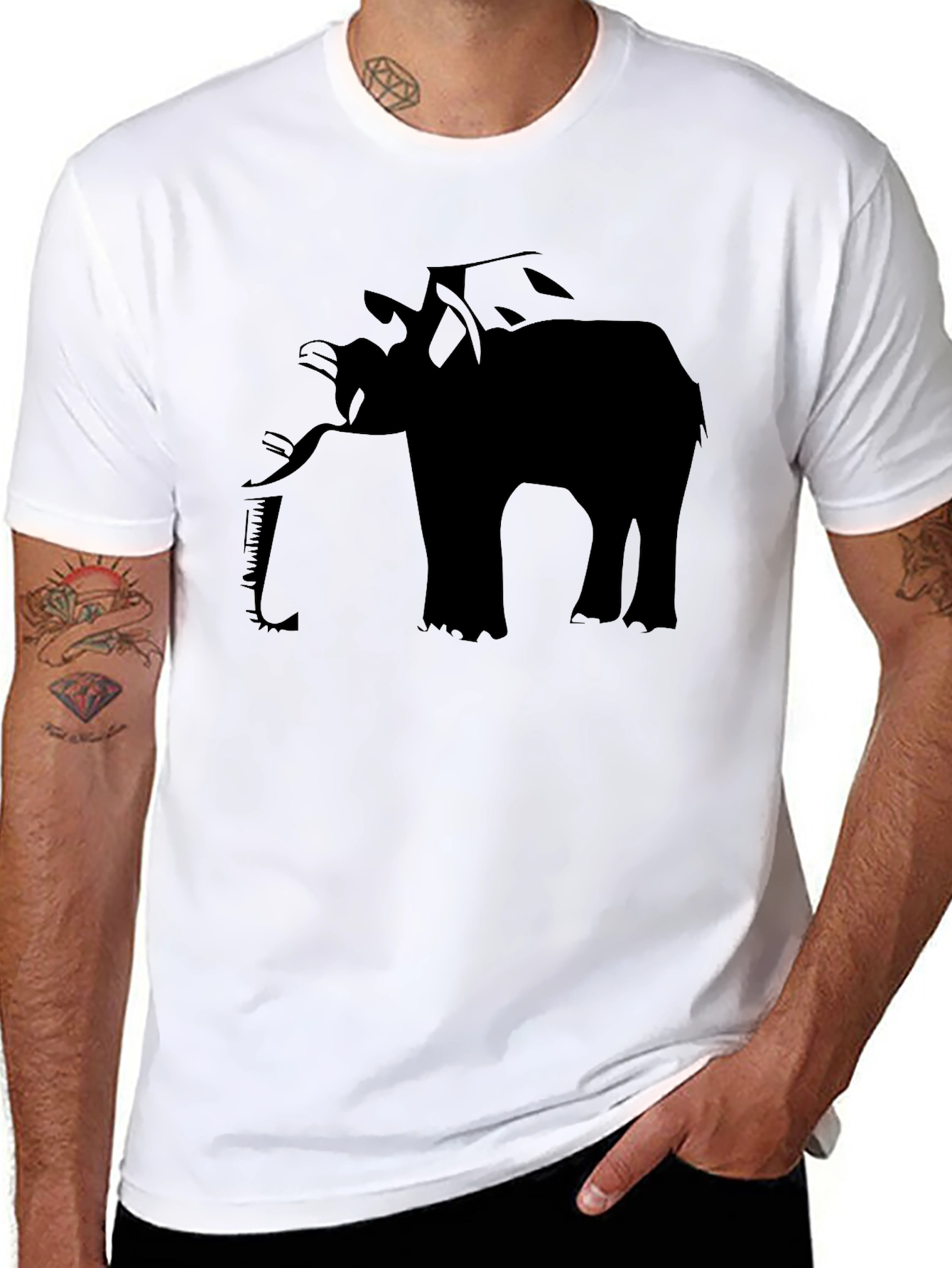 Elephant Graphic Black T-Shirt