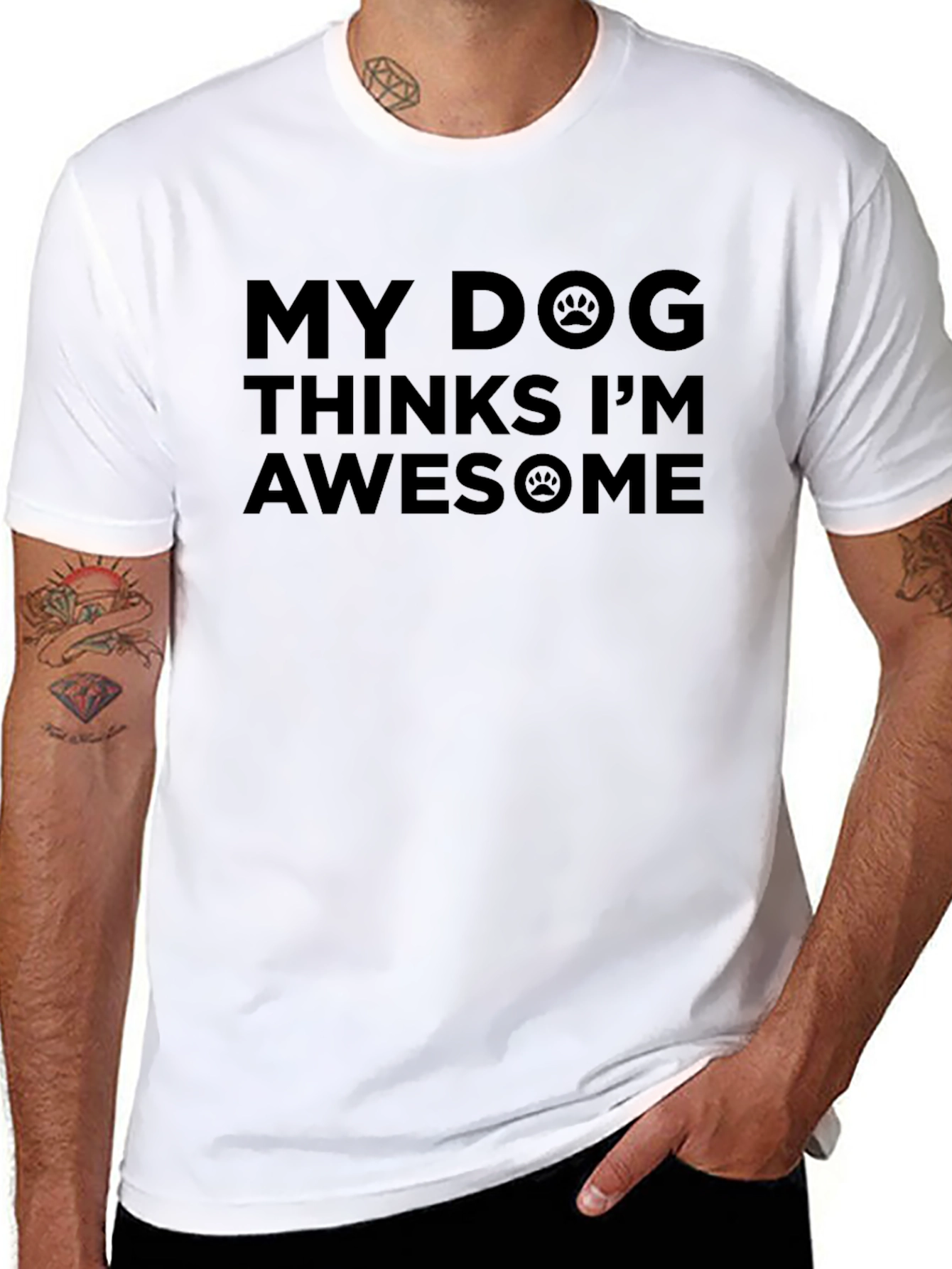 My Dog Thinks Im Awesome Black T-Shirt