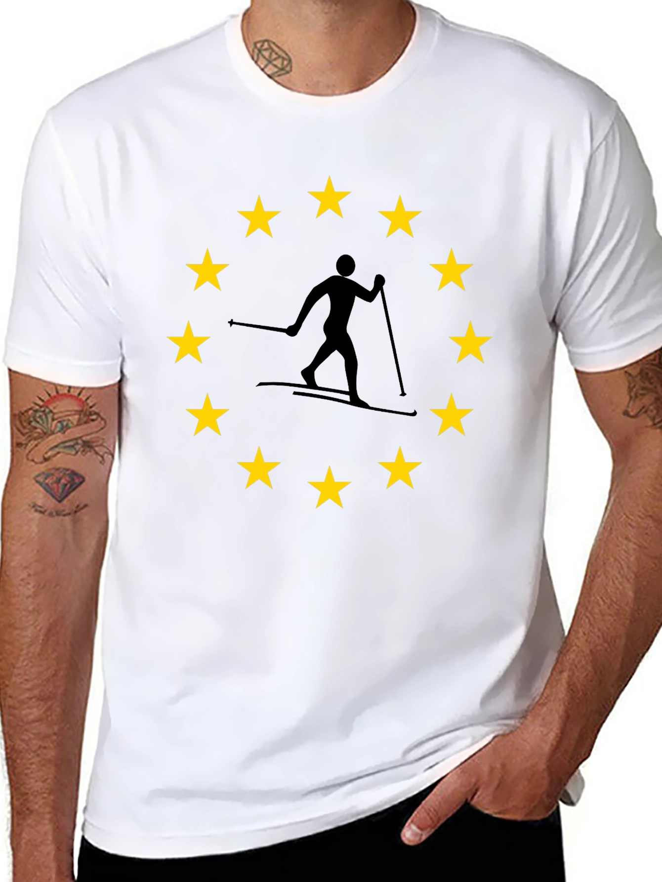EU Skier T-Shirt: European Union Skiing