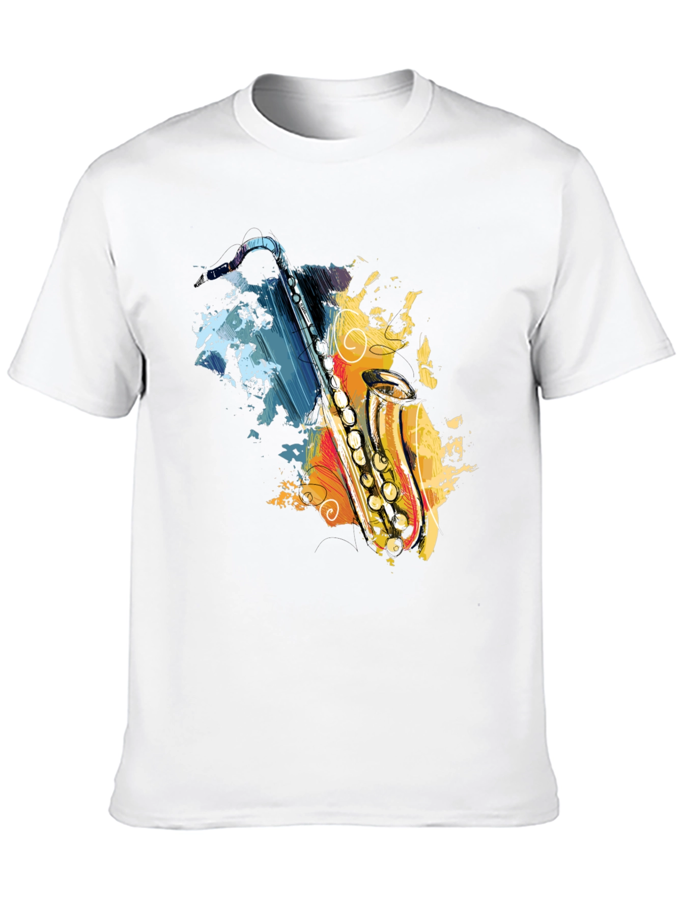 Saxophone Art Graphic T-Shirt - Black Cotton Tee