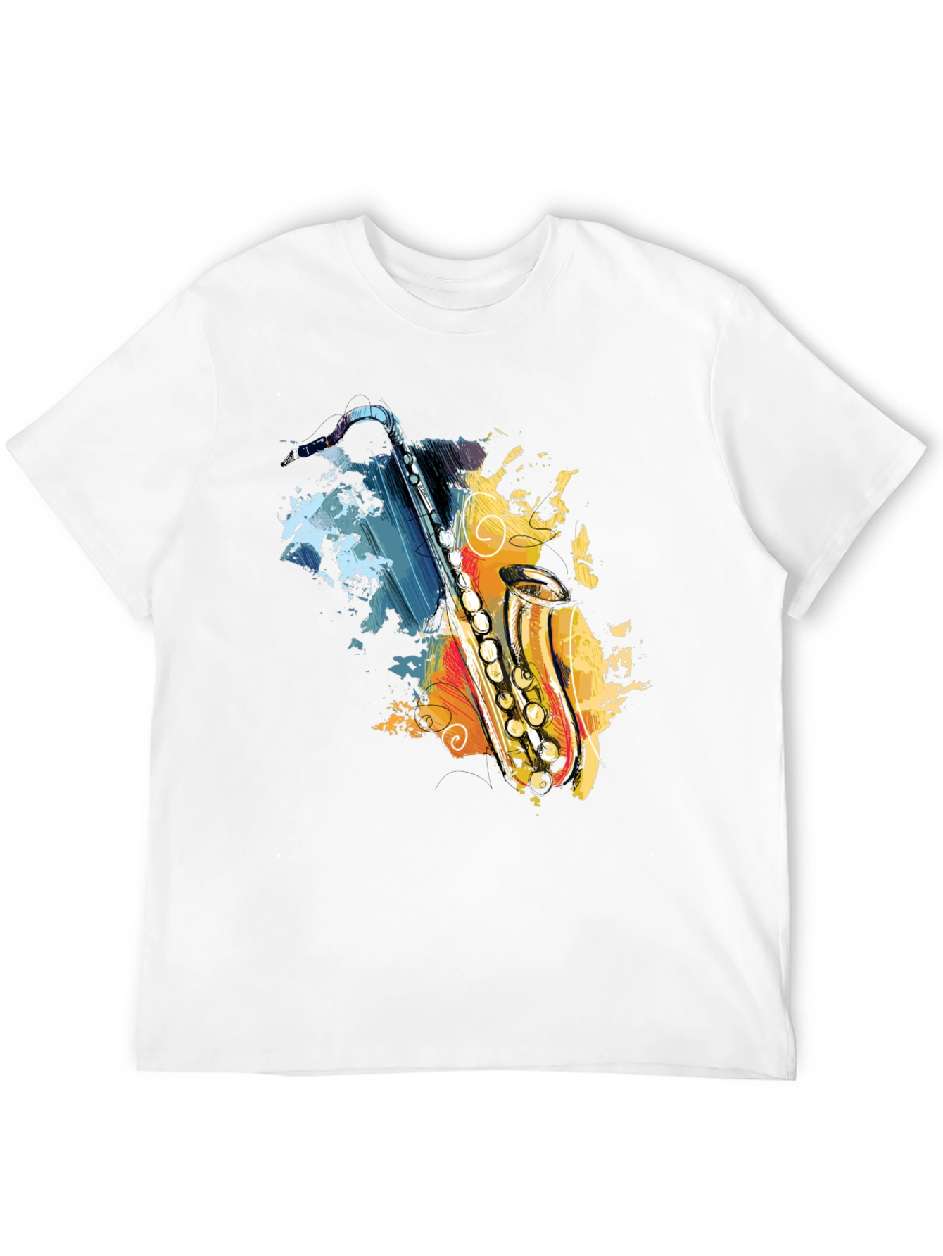 Saxophone Art Graphic T-Shirt - Black Cotton Tee