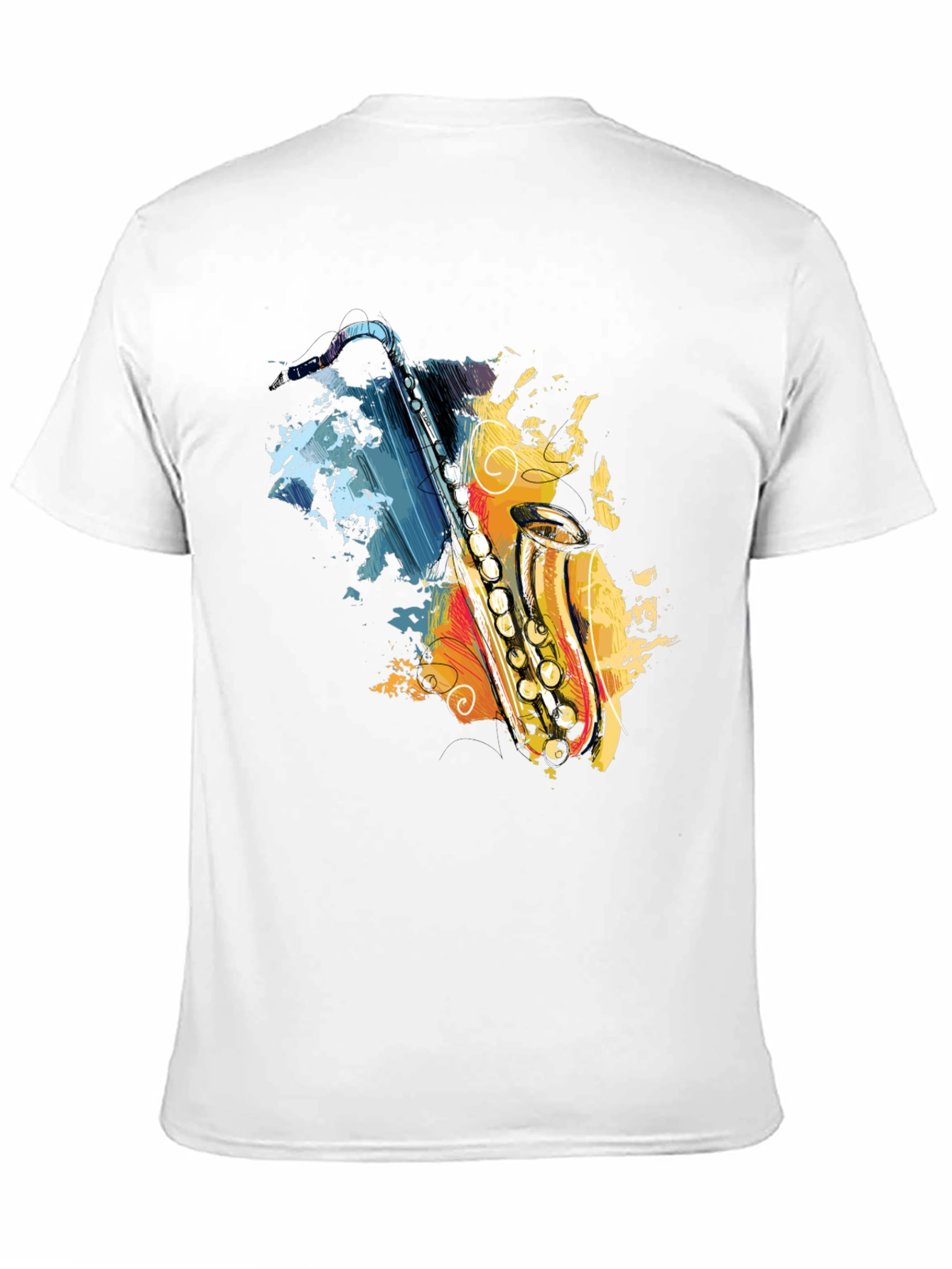 Saxophone Art Graphic T-Shirt - Black Cotton Tee