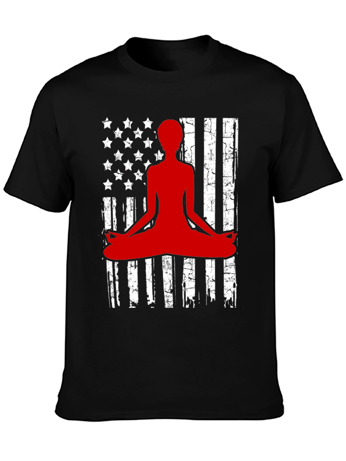 Yoga Meditation American Flag Graphic T-Shirt