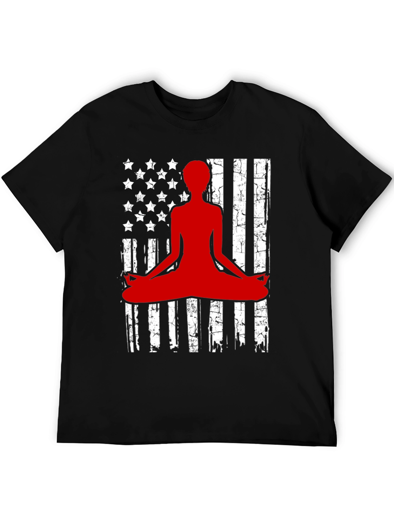 Yoga Meditation American Flag Graphic T-Shirt