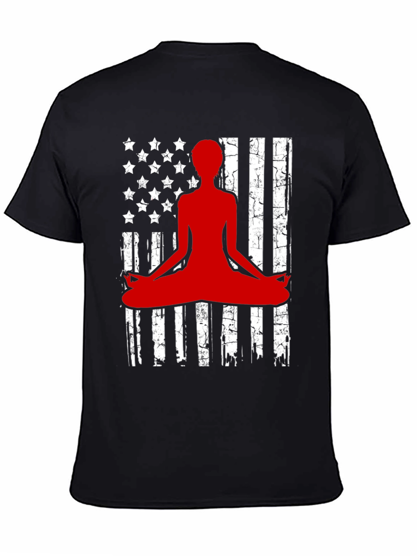 Yoga Meditation American Flag Graphic T-Shirt