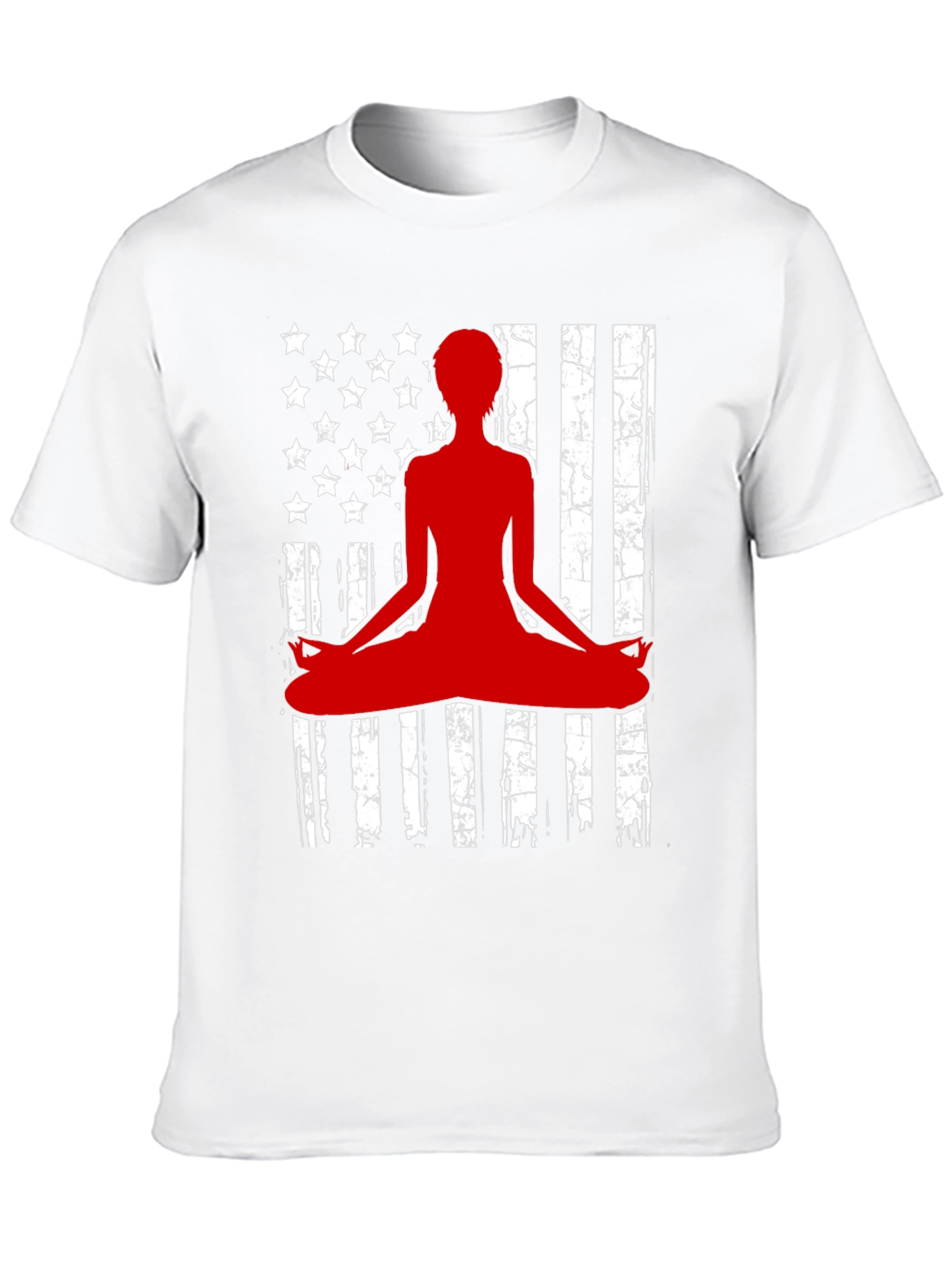 Yoga Meditation American Flag Graphic T-Shirt