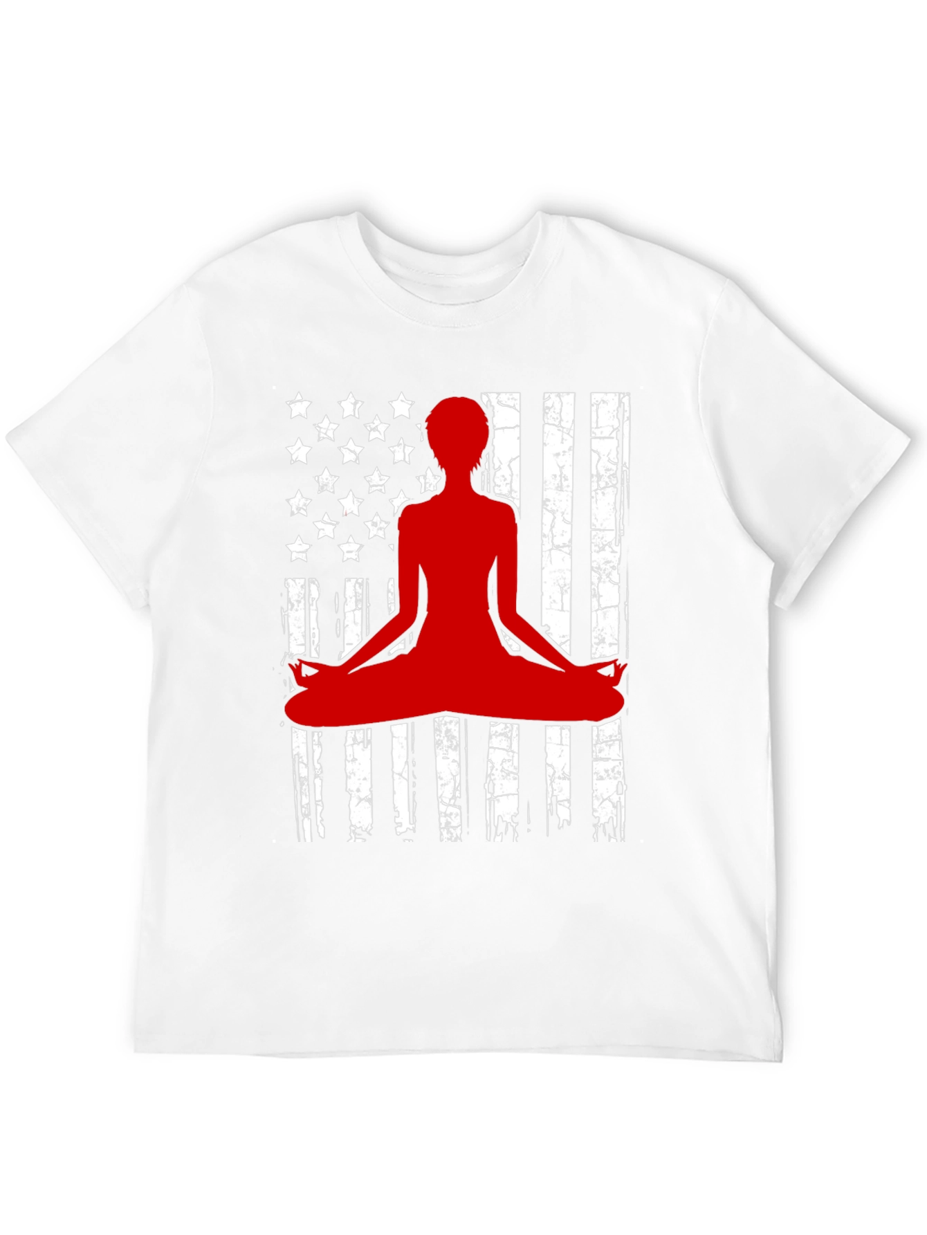 Yoga Meditation American Flag Graphic T-Shirt