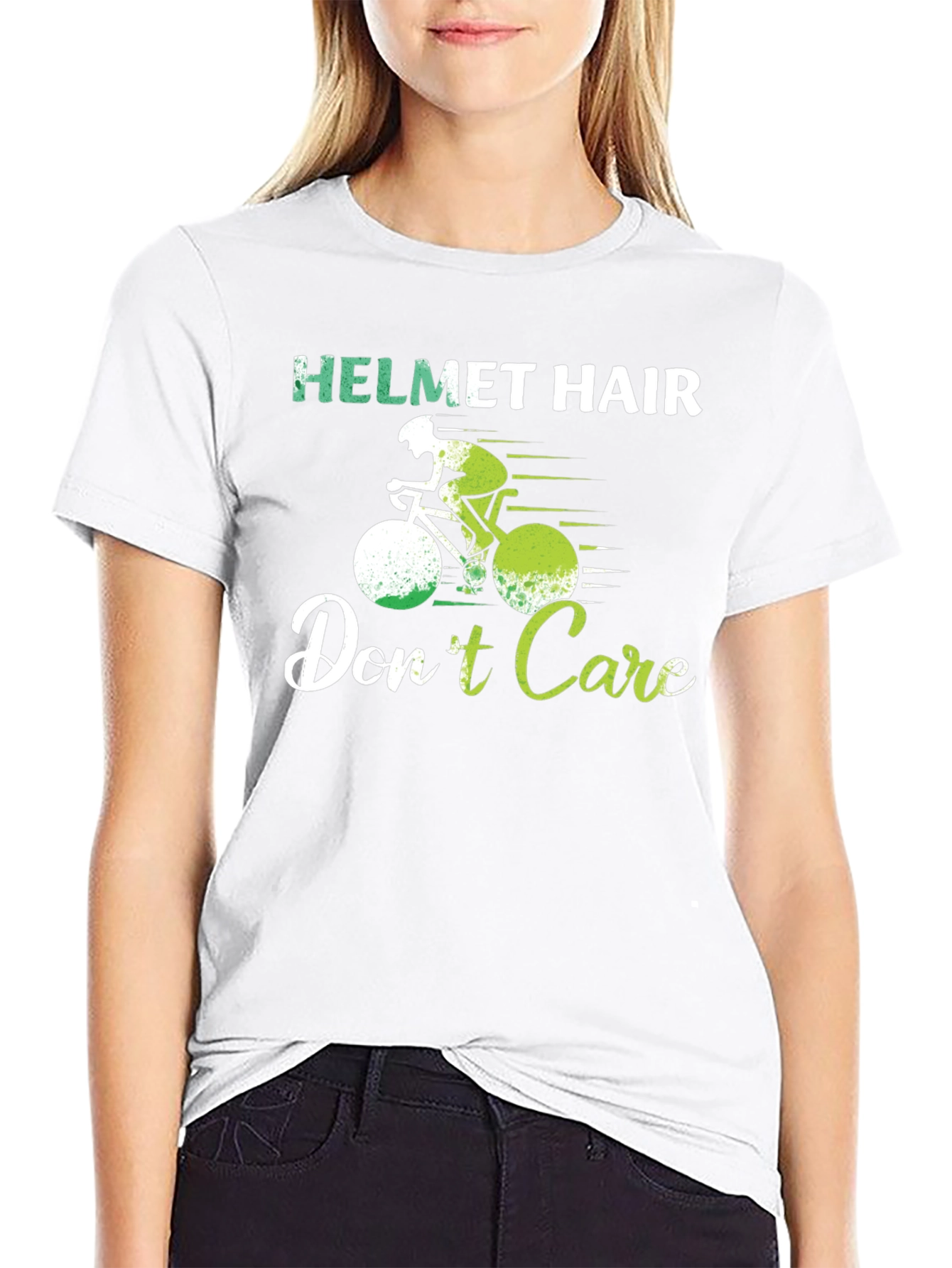 Helmet Hair Dont Care T-Shirt Cycling Biking Tee
