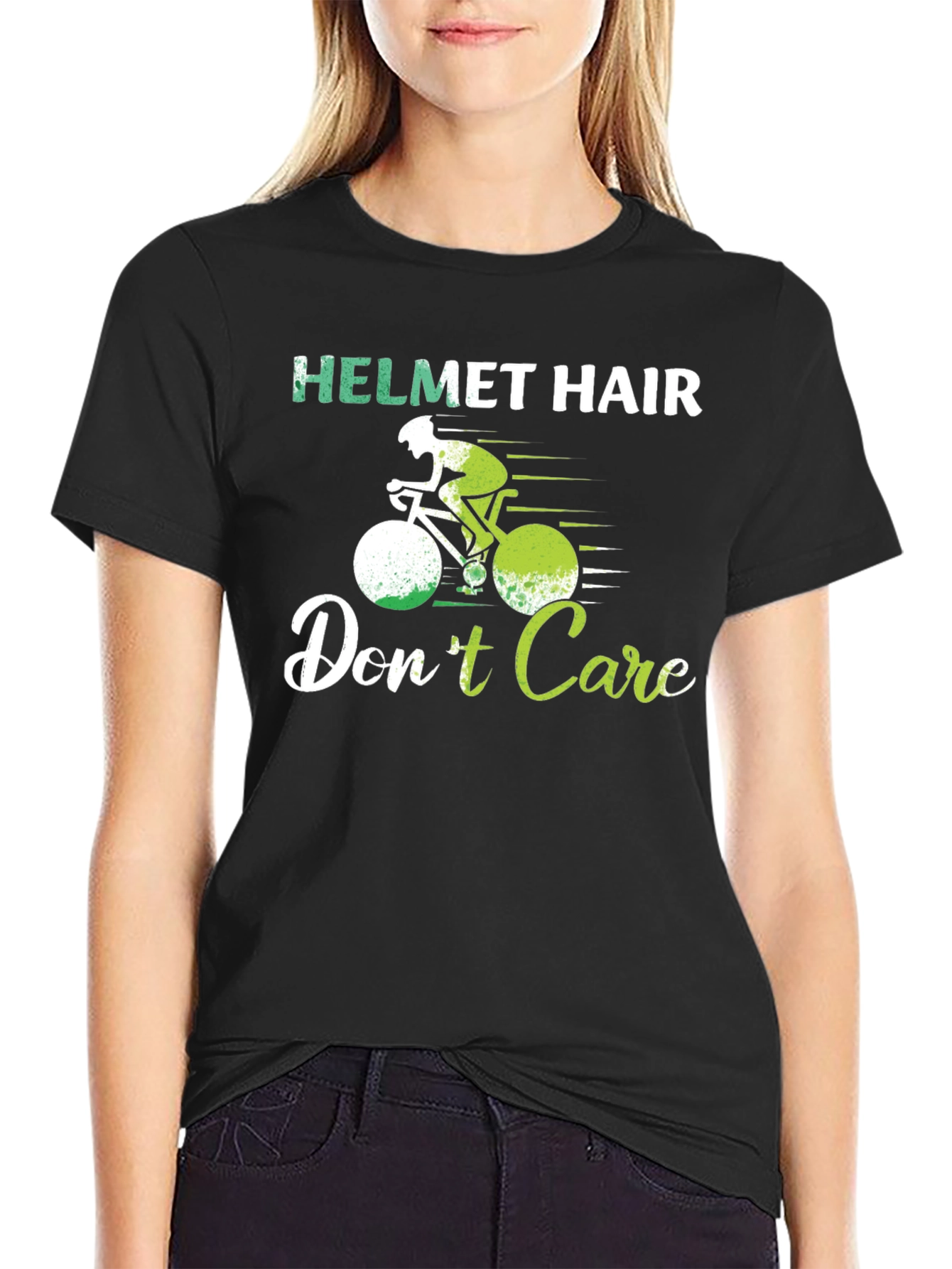Helmet Hair Dont Care T-Shirt Cycling Biking Tee