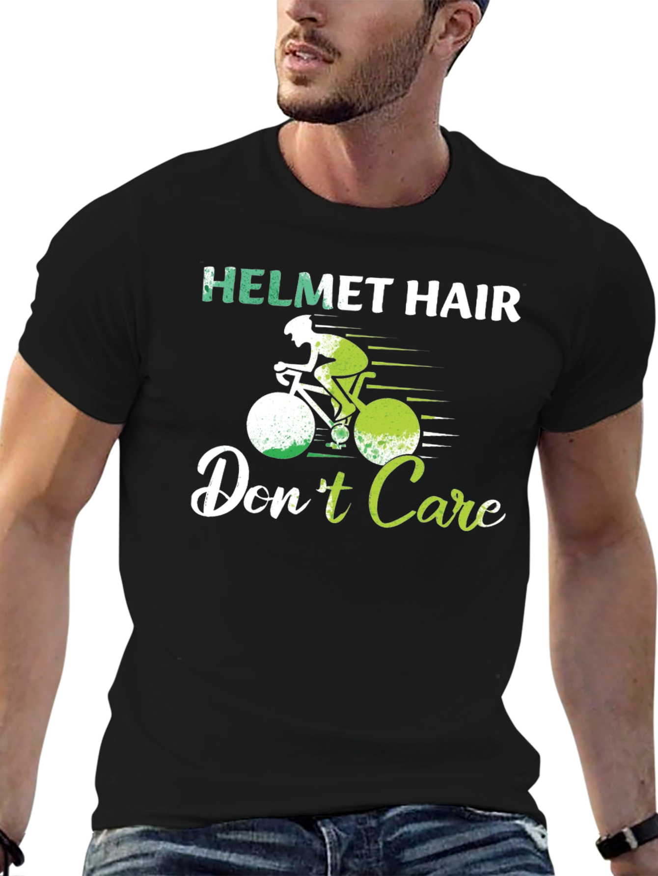 Helmet Hair Dont Care T-Shirt Cycling Biking Tee