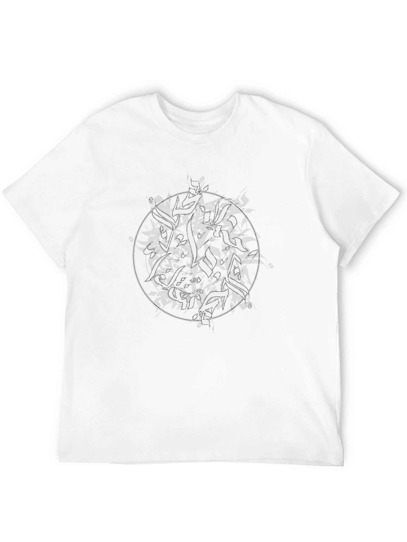 Abstract Calligraphy Graphic Black T-Shirt