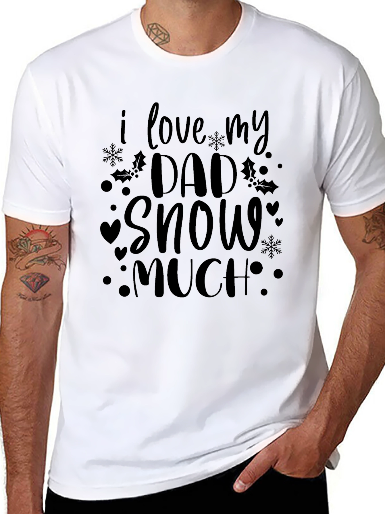I Love My Dad Snow Much Black T-Shirt
