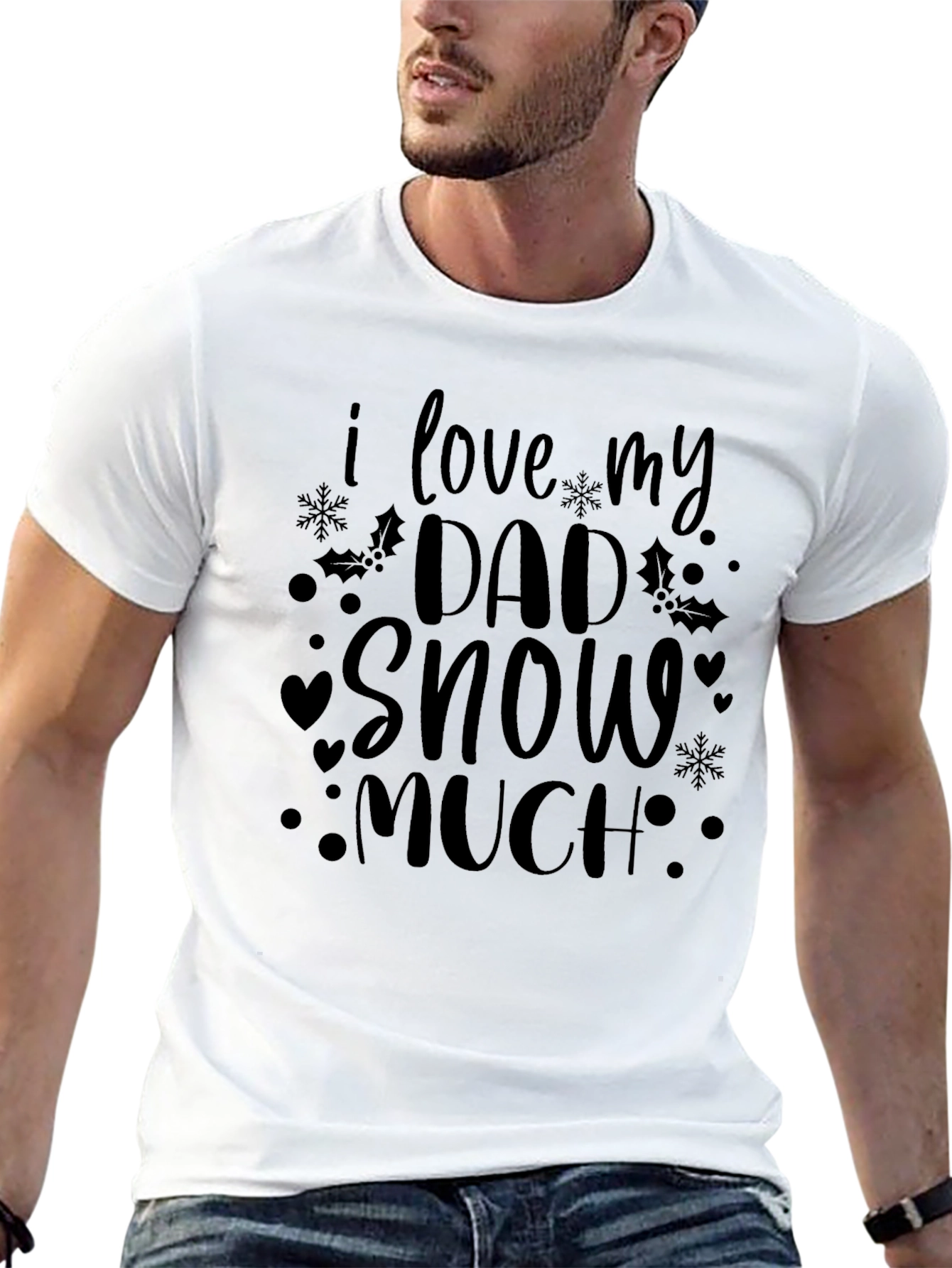 I Love My Dad Snow Much Black T-Shirt