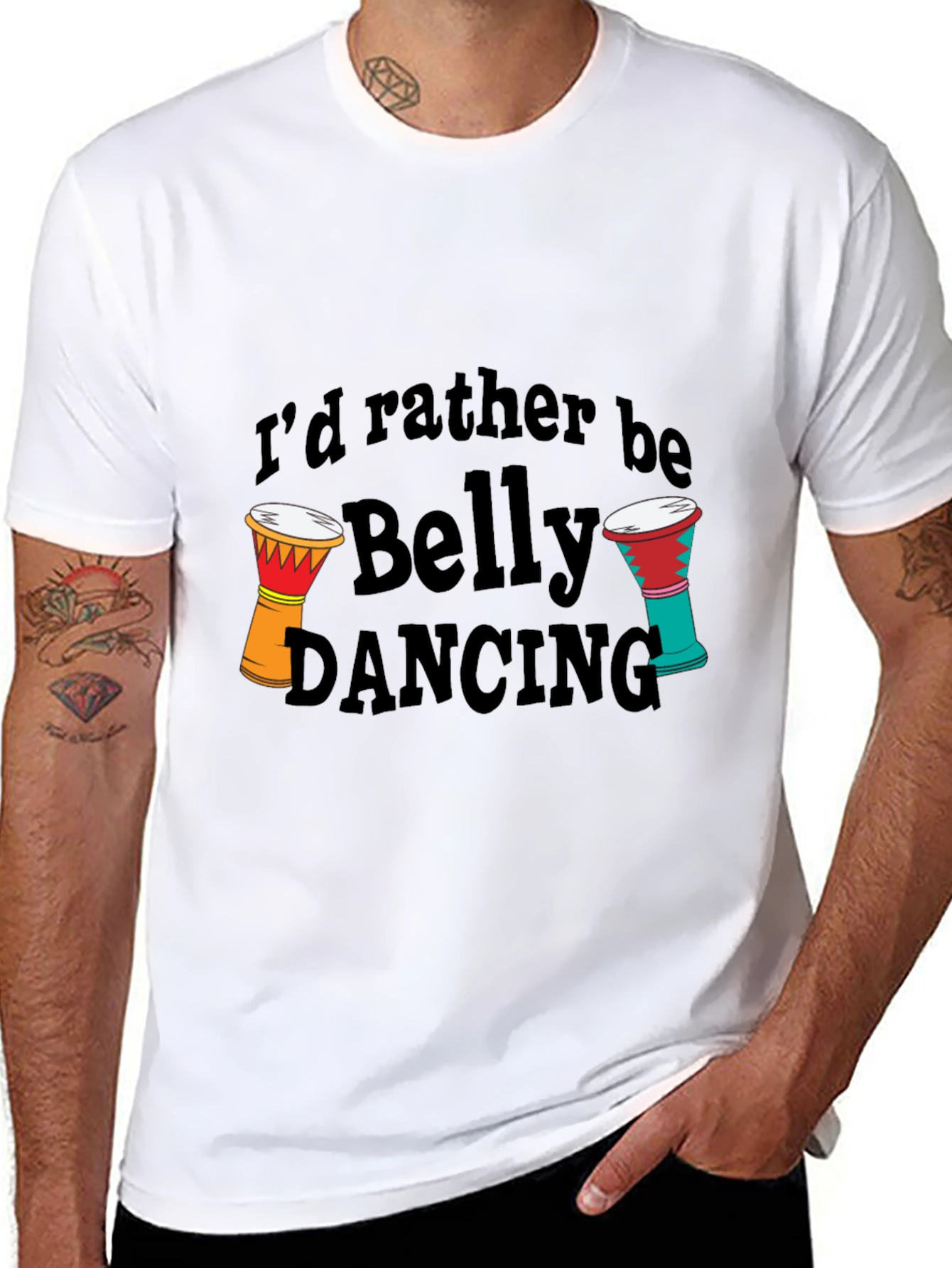 Belly Dancing Graphic Tee - Drum Design T-Shirt