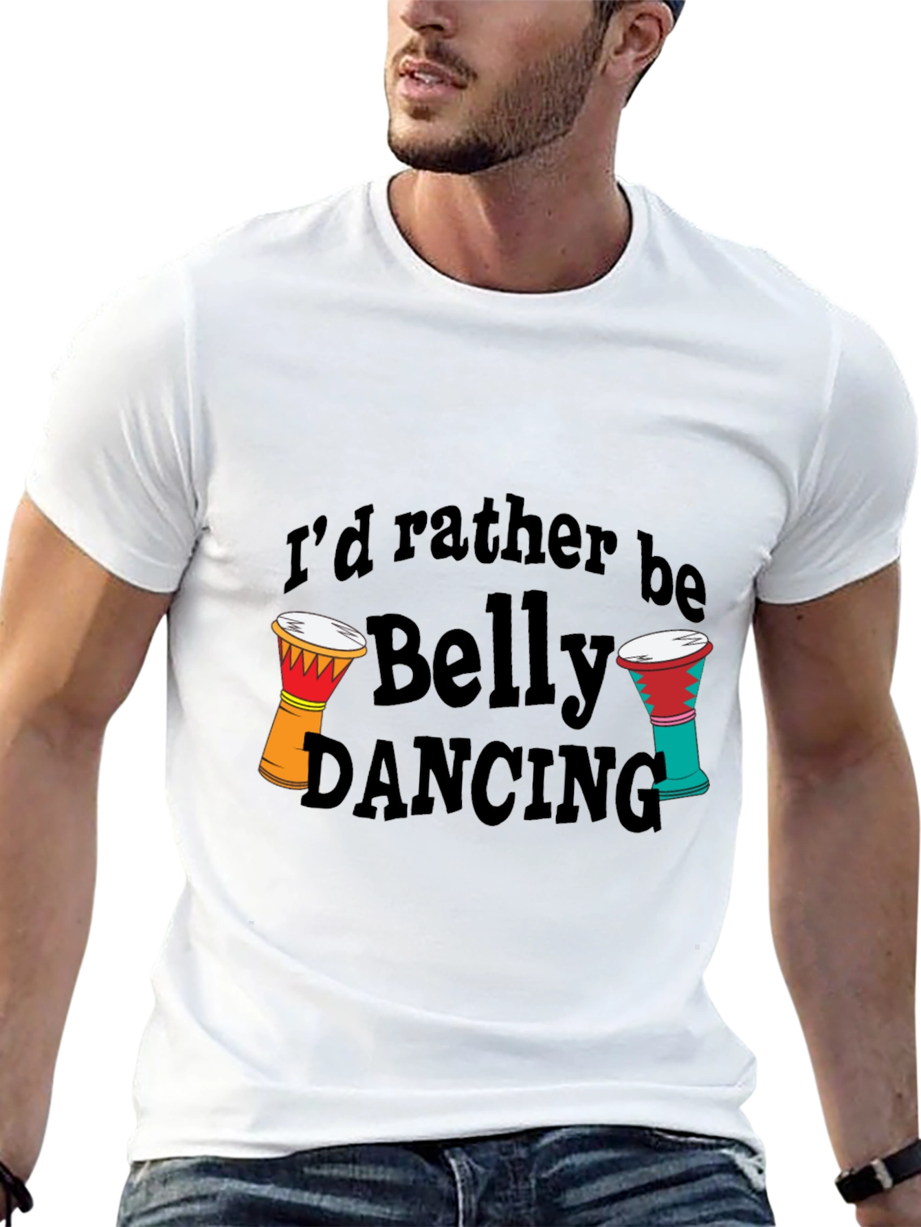 Belly Dancing Graphic Tee - Drum Design T-Shirt
