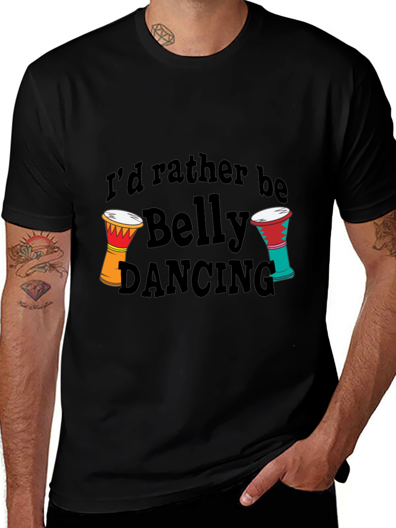 Belly Dancing Graphic Tee - Drum Design T-Shirt