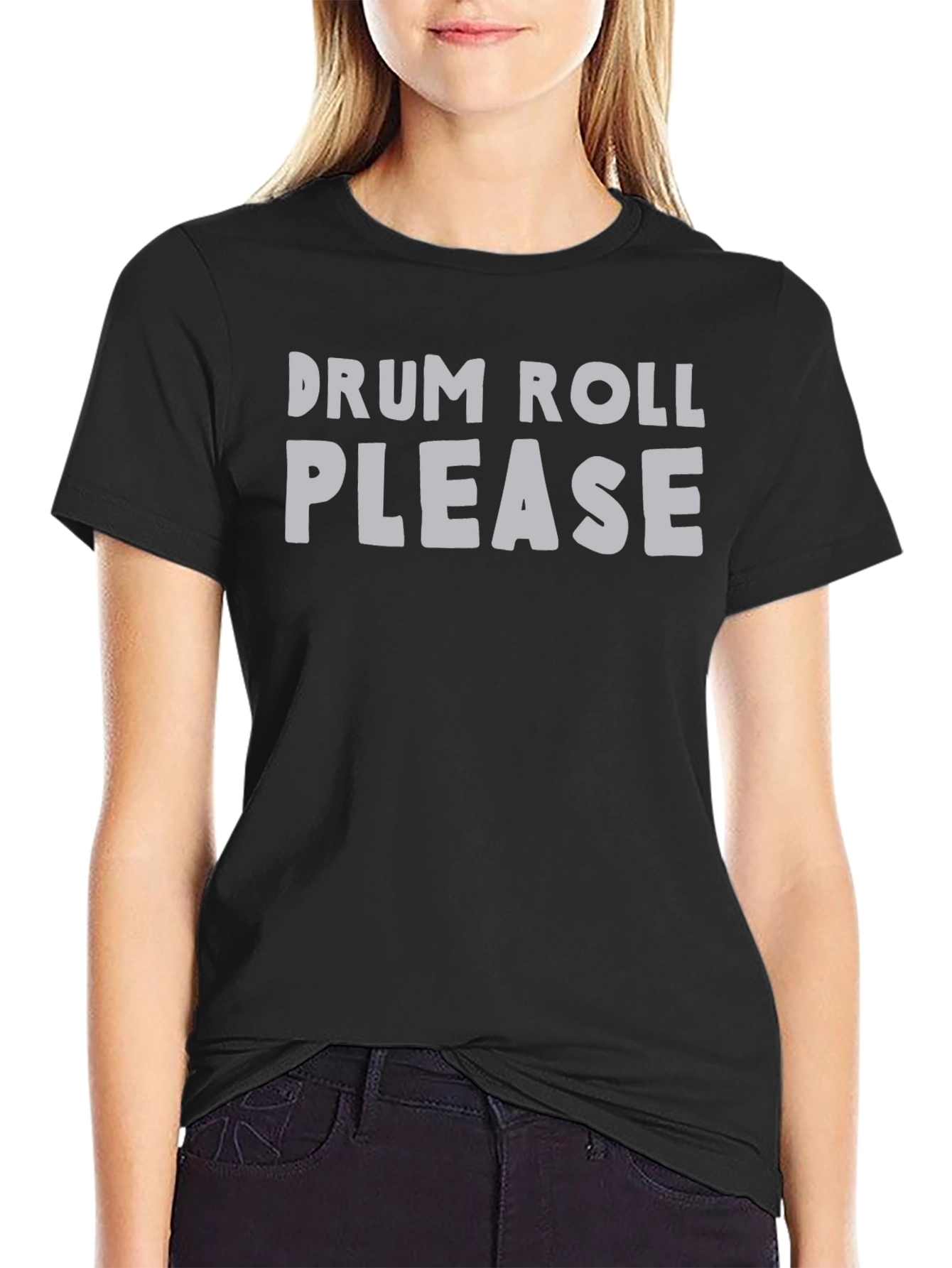 Drum Roll Please Graphic Tee - Black Cotton T-Shirt