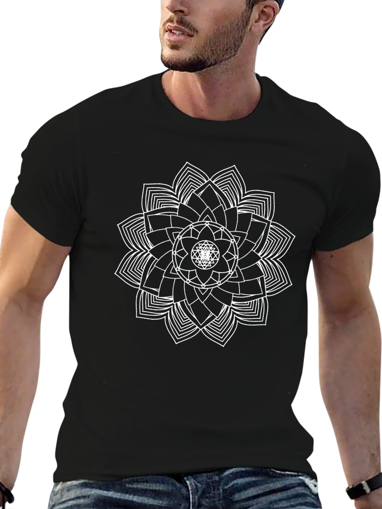 Mandala Graphic Black T-Shirt - Geometric Design