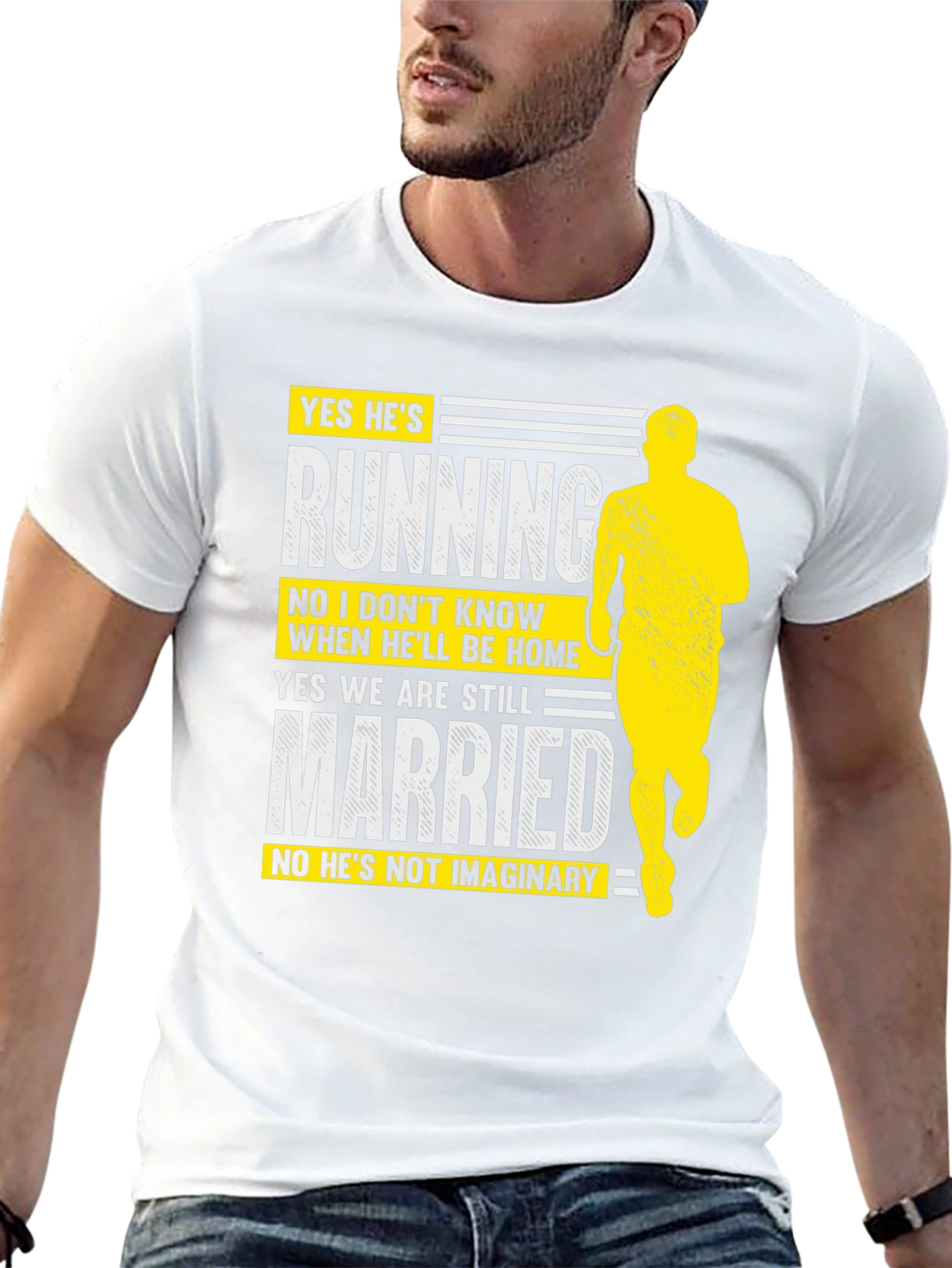 Funny Running Husband Graphic T-Shirt