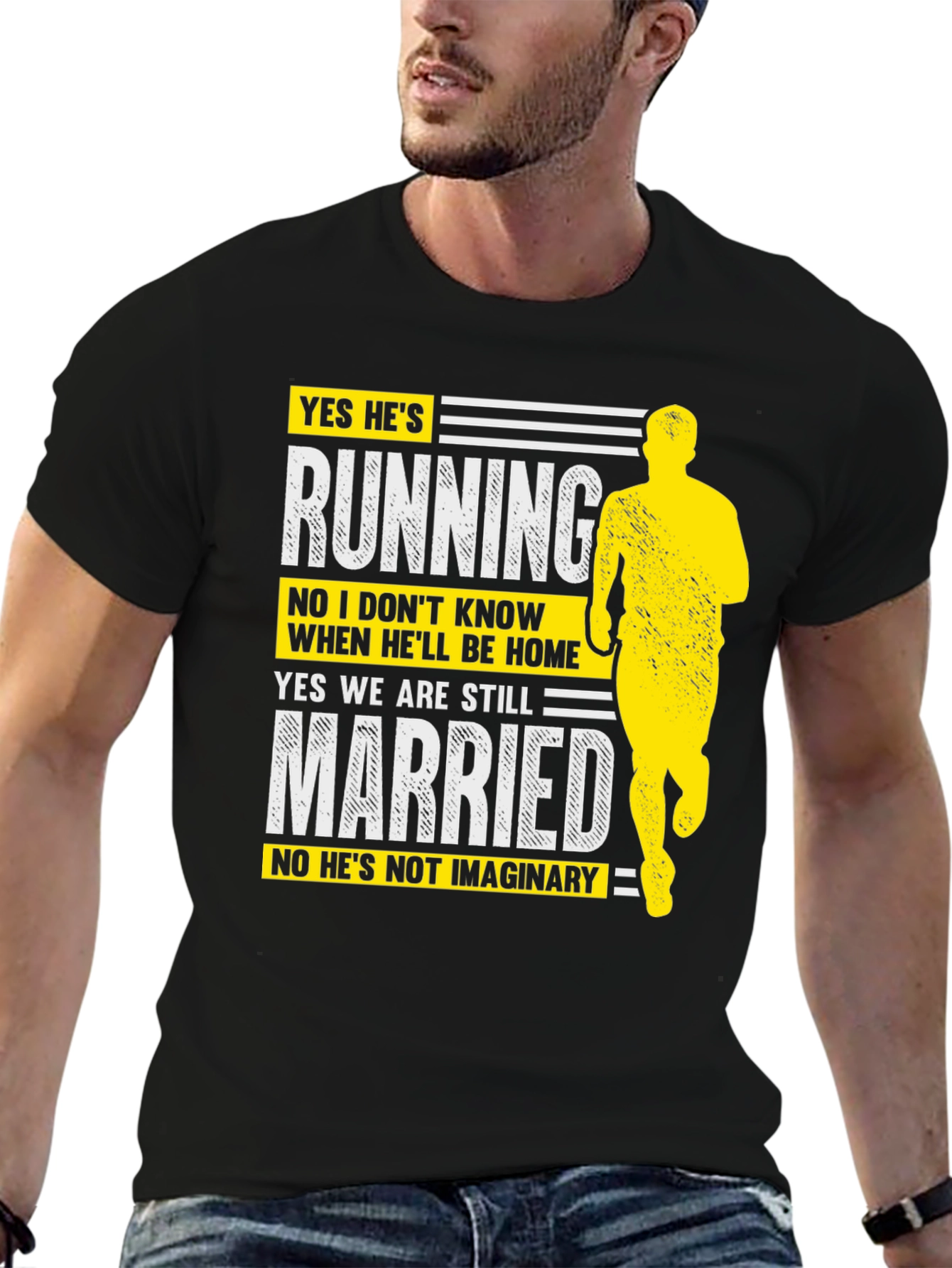 Funny Running Husband Graphic T-Shirt