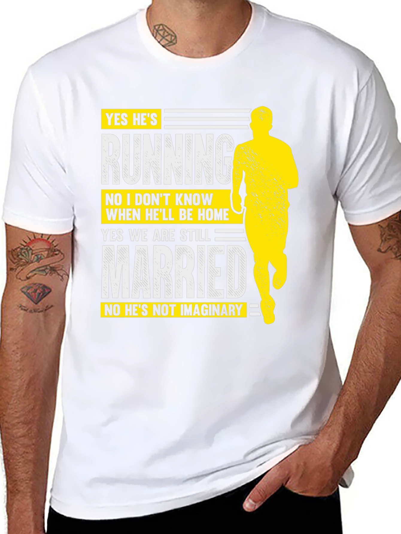 Funny Running Husband Graphic T-Shirt