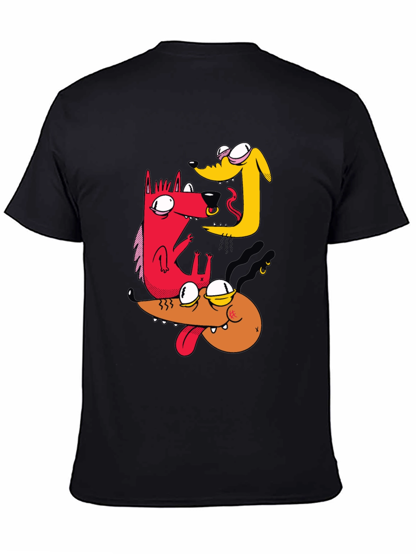 Dog Cartoon T-Shirt - Black Cotton Tee