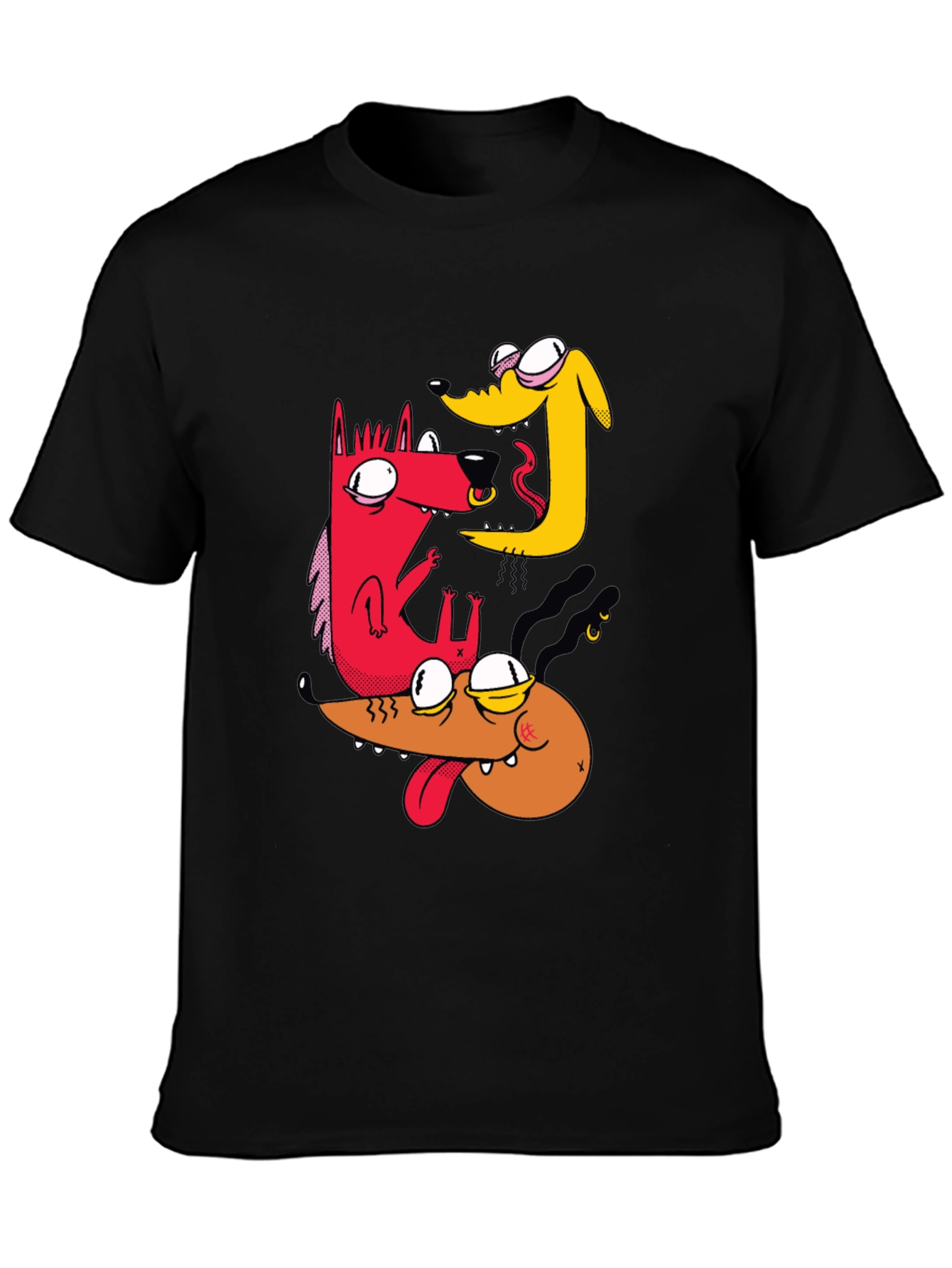 Dog Cartoon T-Shirt - Black Cotton Tee