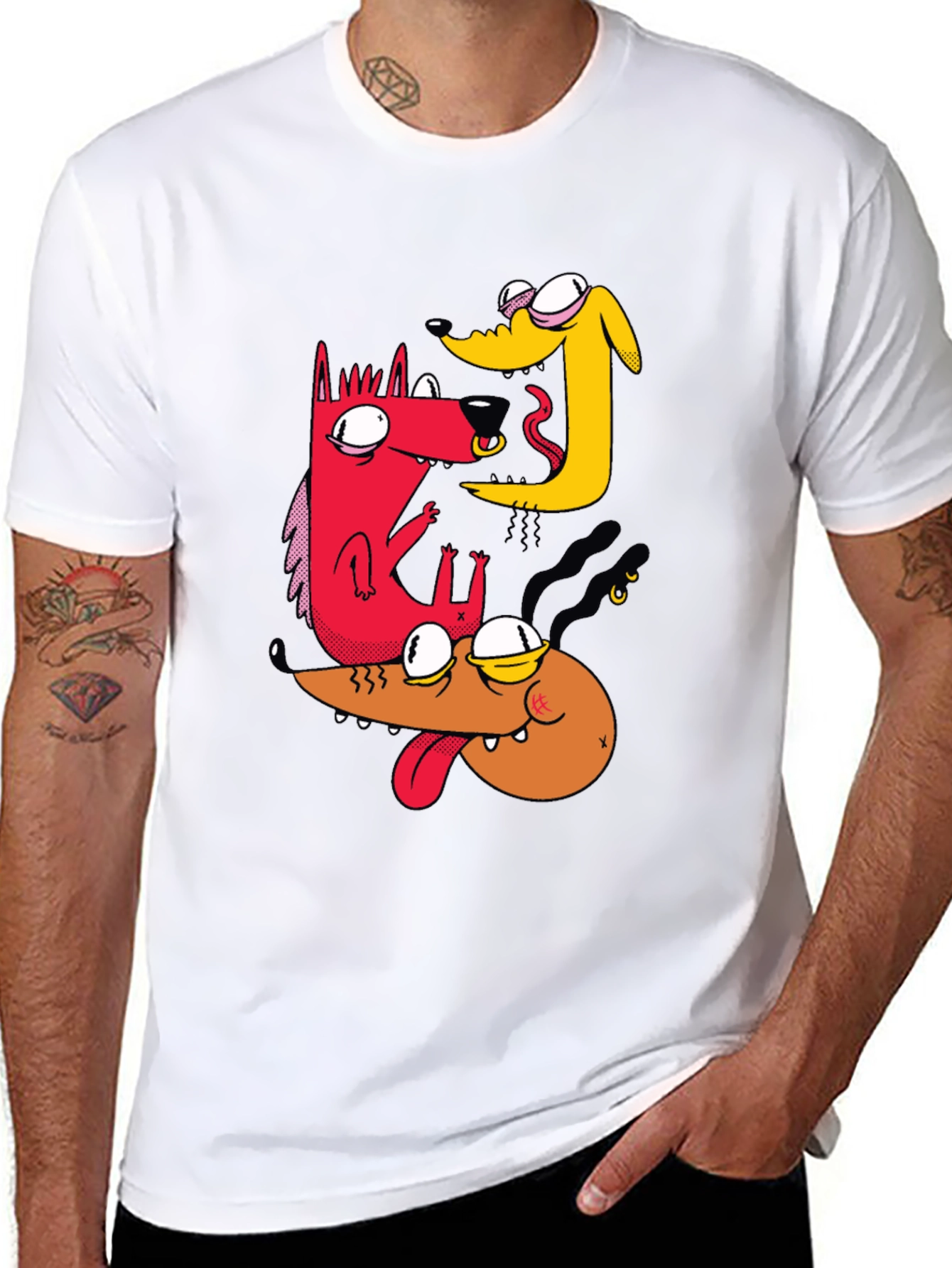Dog Cartoon T-Shirt - Black Cotton Tee
