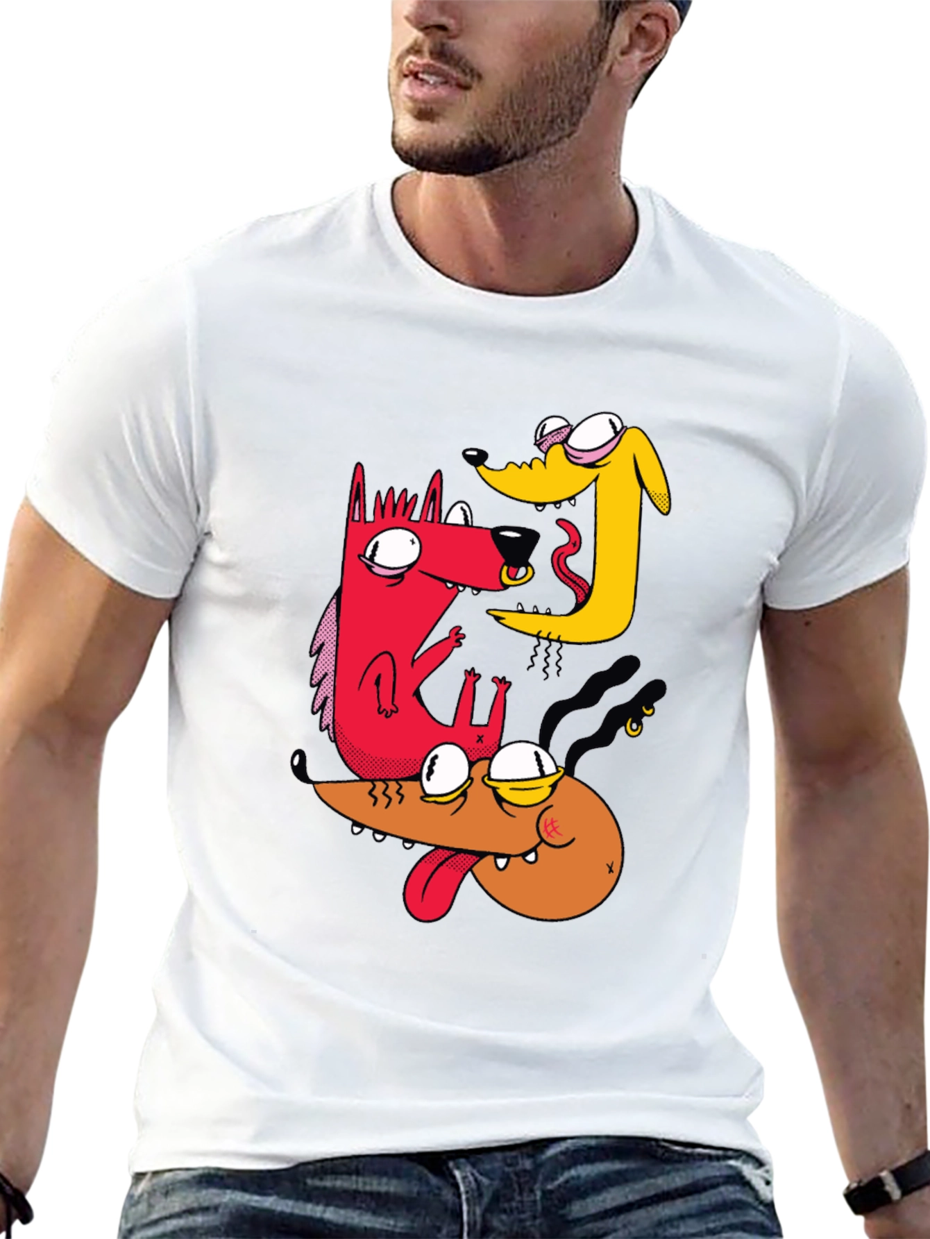 Dog Cartoon T-Shirt - Black Cotton Tee