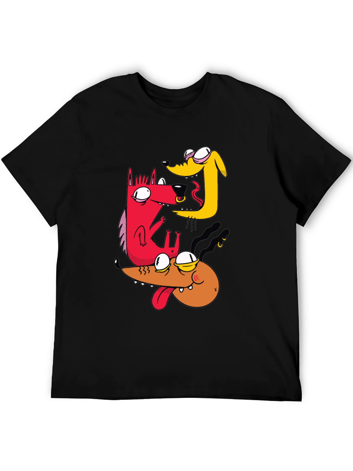 Dog Cartoon T-Shirt - Black Cotton Tee