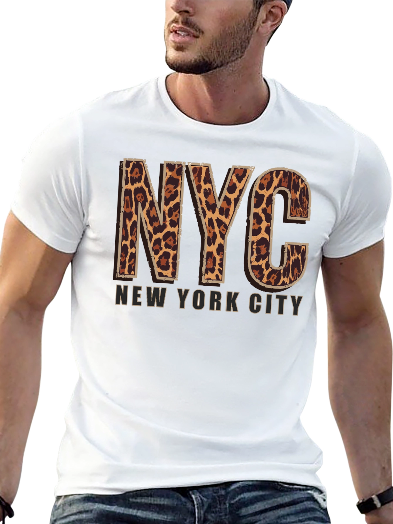 NYC Leopard Print T-Shirt - Black