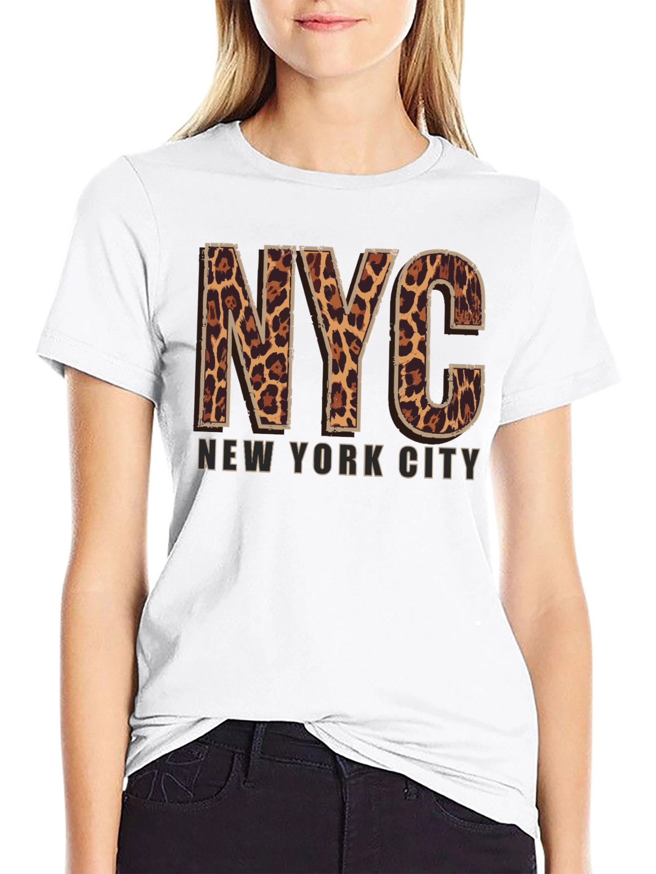 NYC Leopard Print T-Shirt - Black