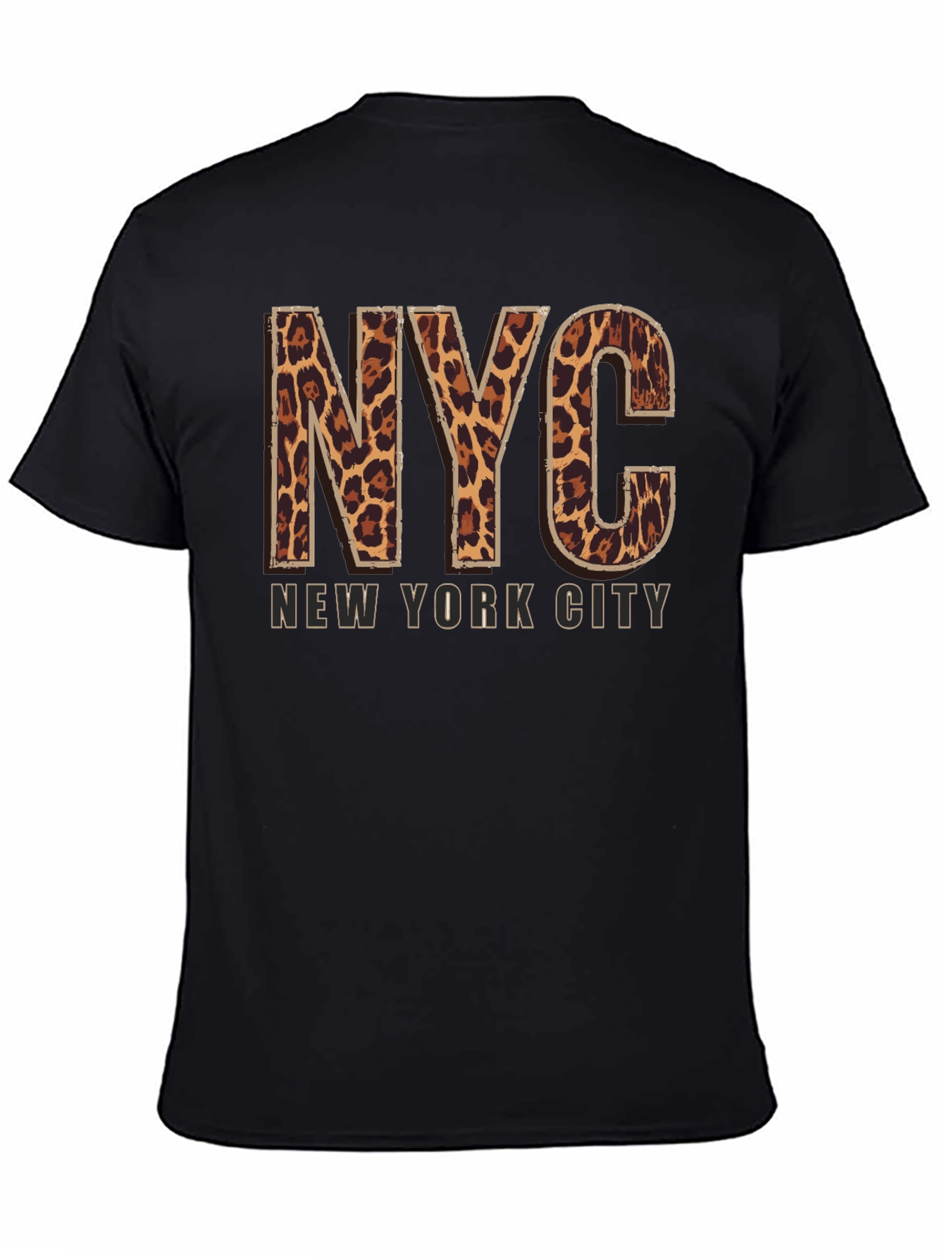 NYC Leopard Print T-Shirt - Black