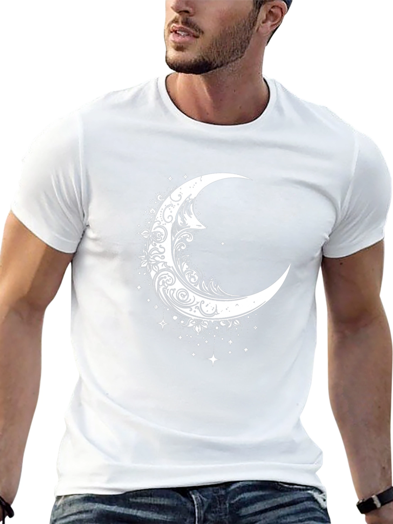 Crescent Moon Graphic Tee - Celestial Style