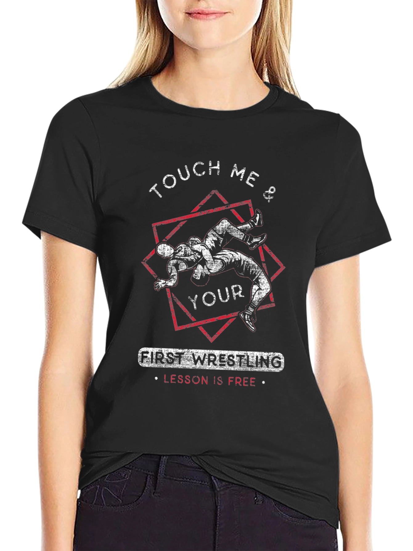 Wrestling Lesson Black Graphic Tee