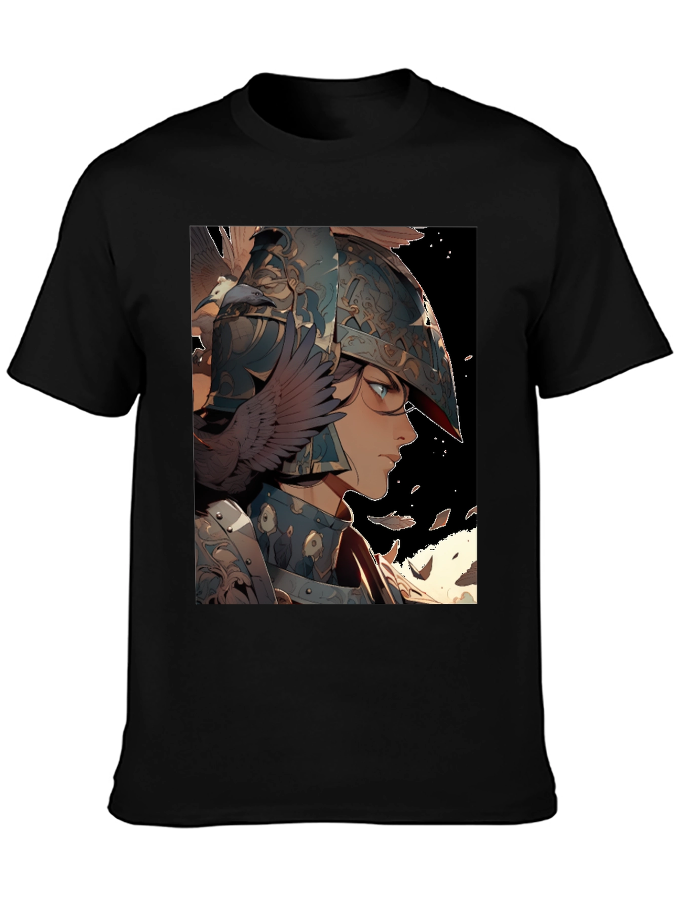 Anime Warrior Graphic T-Shirt - Black Cotton Tee