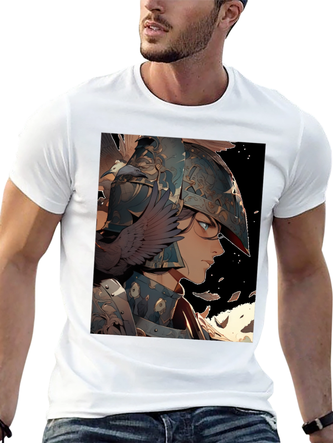 Anime Warrior Graphic T-Shirt - Black Cotton Tee