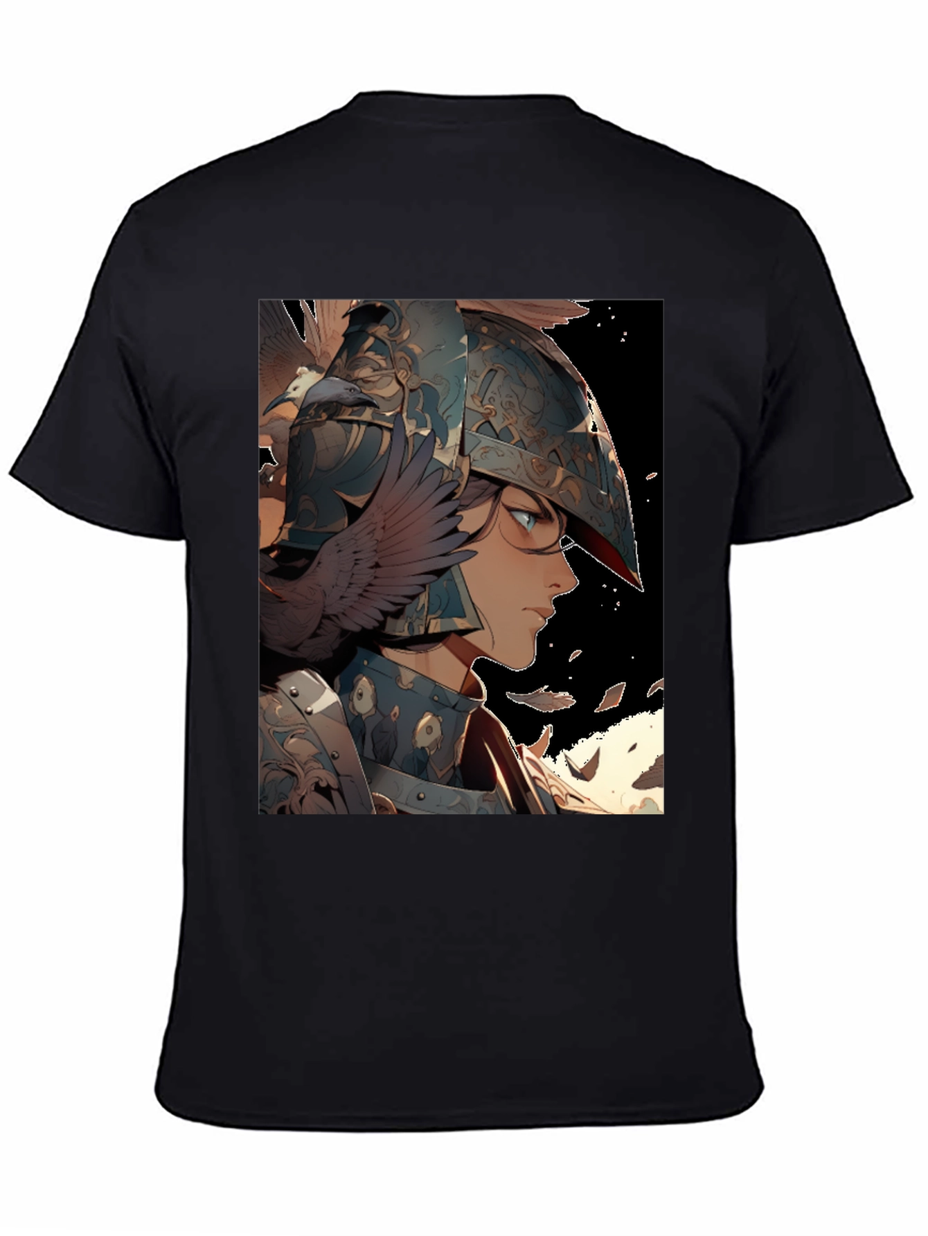 Anime Warrior Graphic T-Shirt - Black Cotton Tee