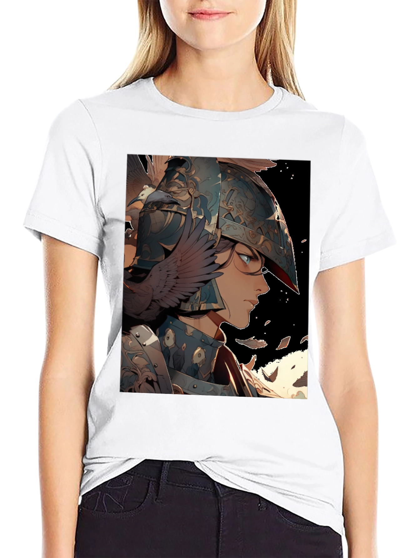 Anime Warrior Graphic T-Shirt - Black Cotton Tee