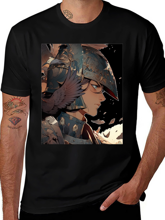 Anime Warrior Graphic T-Shirt - Black Cotton Tee