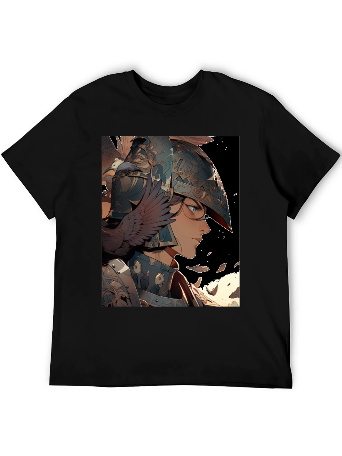 Anime Warrior Graphic T-Shirt - Black Cotton Tee