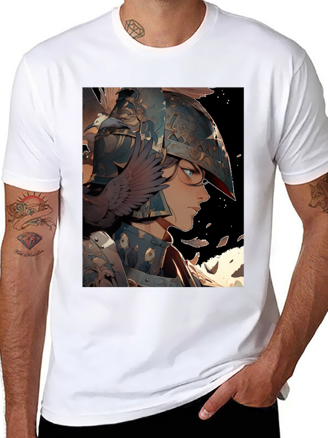Anime Warrior Graphic T-Shirt - Black Cotton Tee