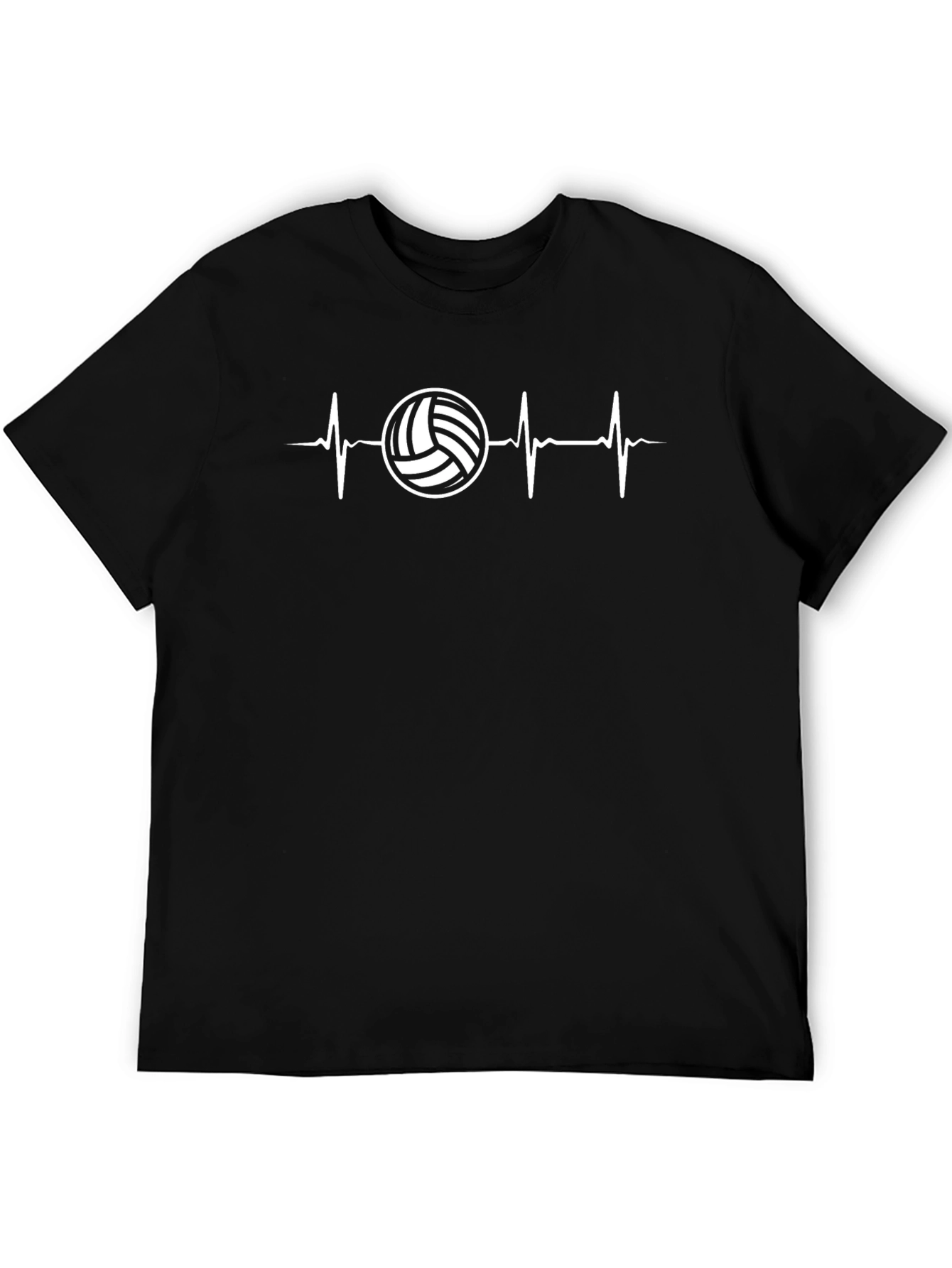 Volleyball Heartbeat Graphic Tee - Black Cotton T-Shirt