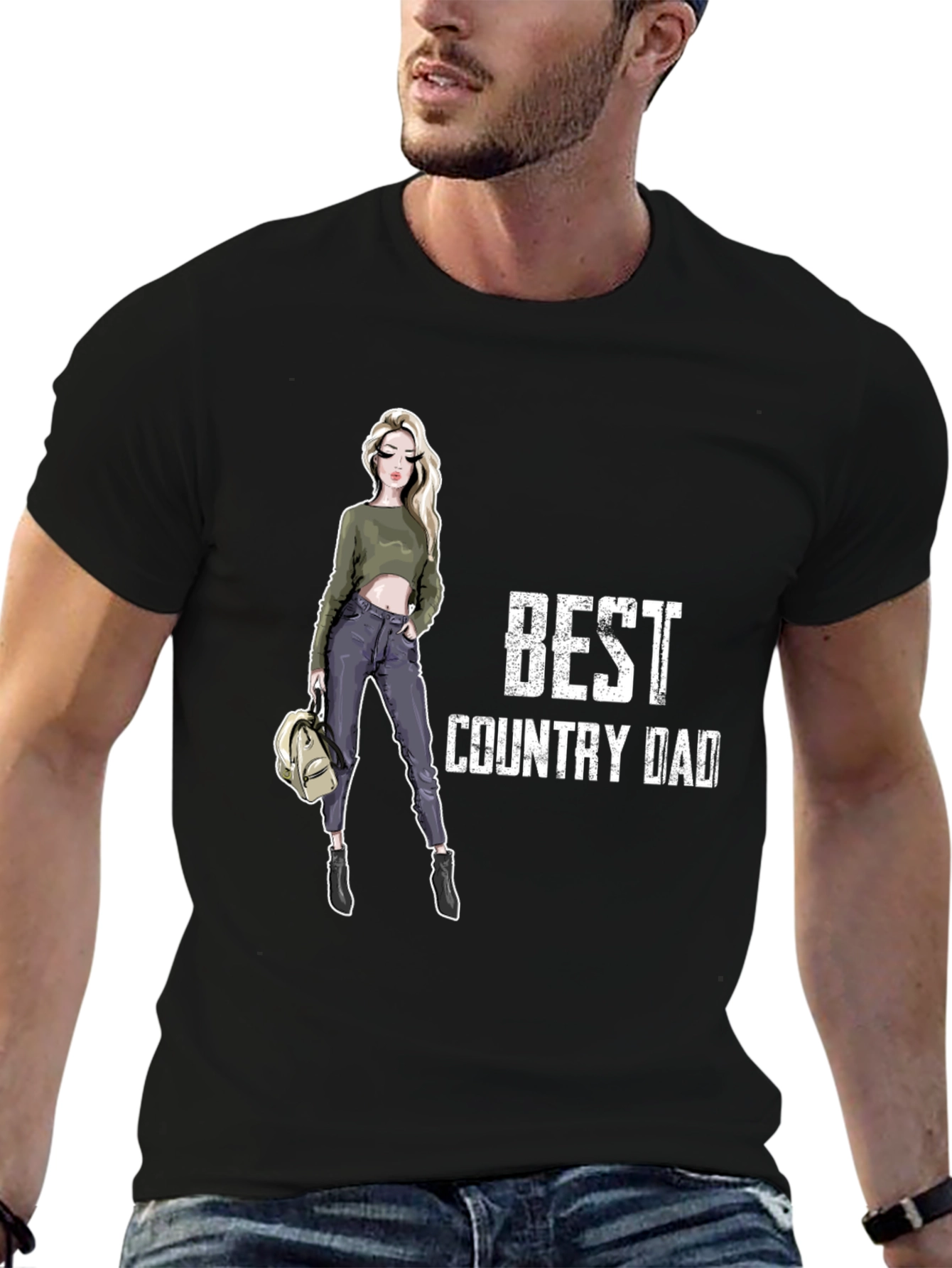 Best Country Dad T-Shirt - Black