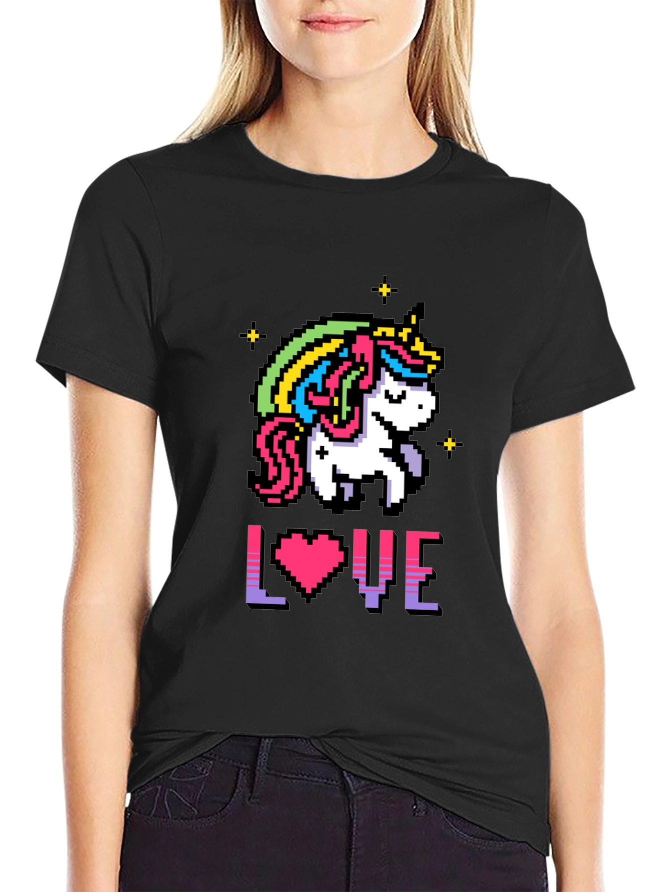Pixel Unicorn LOVE Graphic T-Shirt