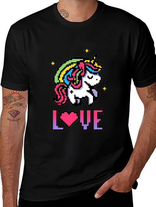 Pixel Unicorn LOVE Graphic T-Shirt