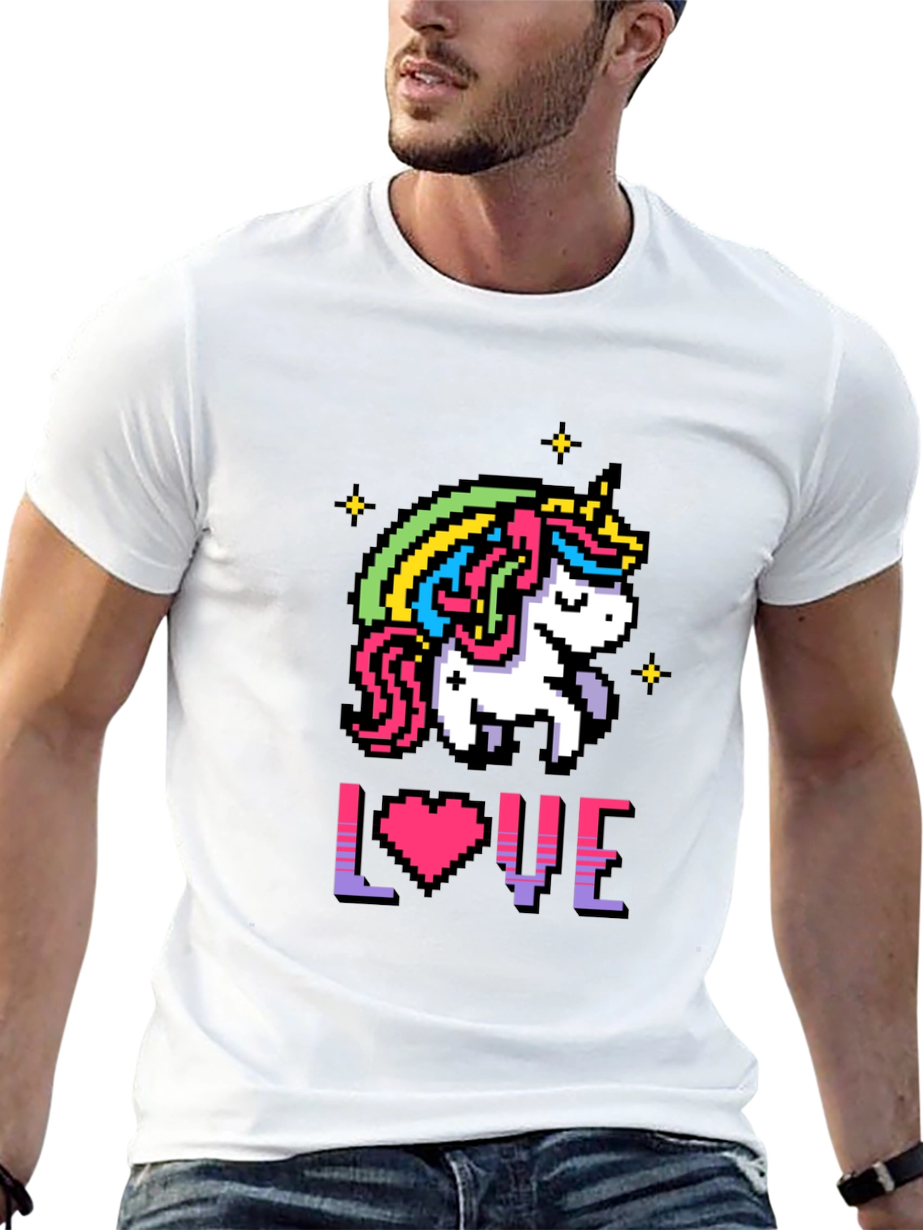 Pixel Unicorn LOVE Graphic T-Shirt